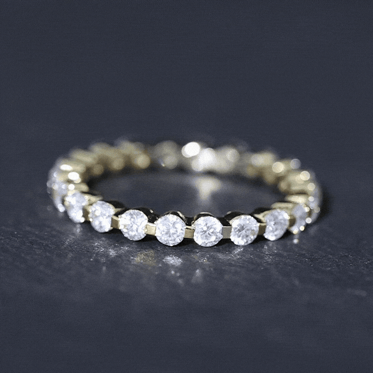Certified Round Cut Moissanite Eternity Band Ring D-VS1 - Rosec Jewels
