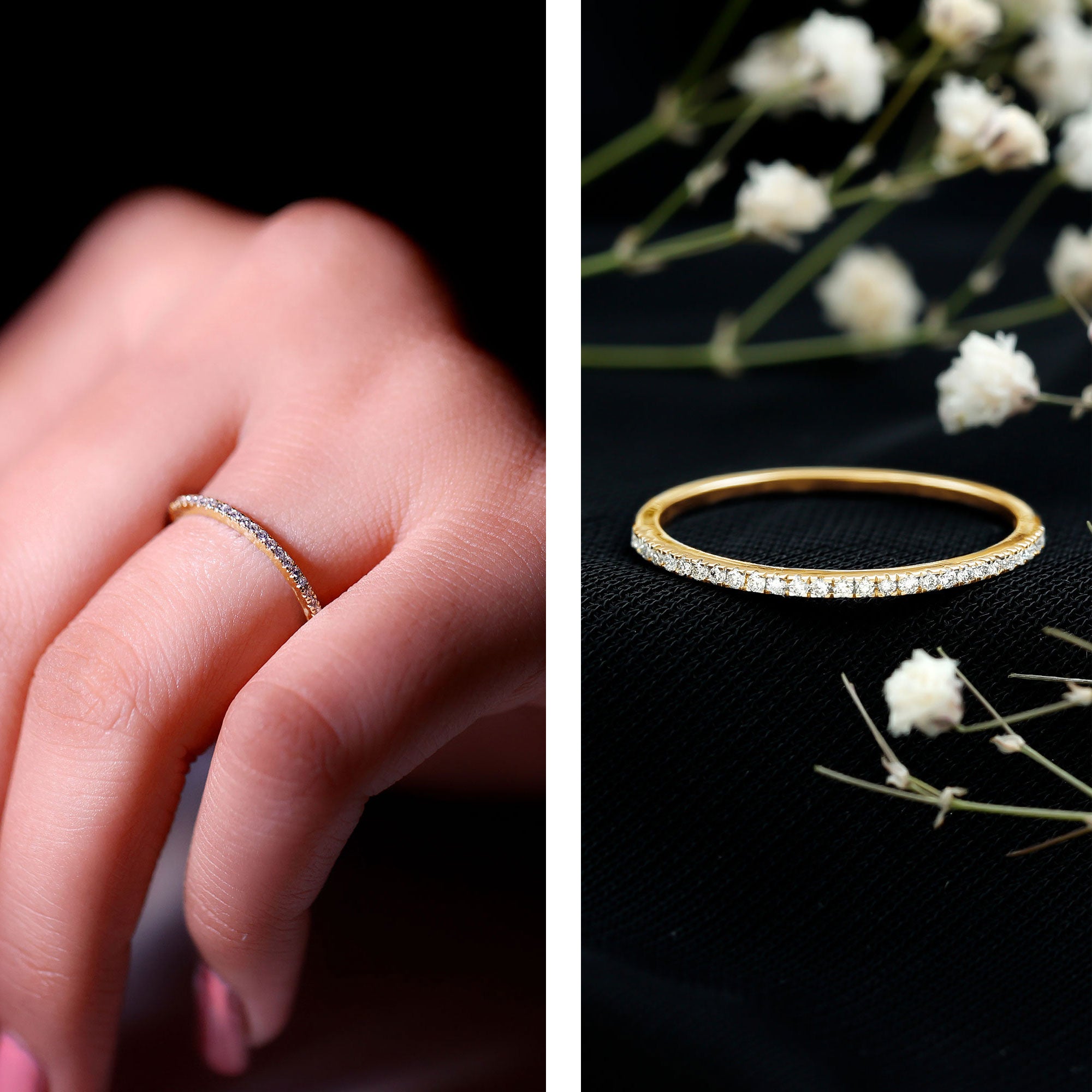 Moissanite Minimal Eternity Stackable Ring D-VS1 - Rosec Jewels