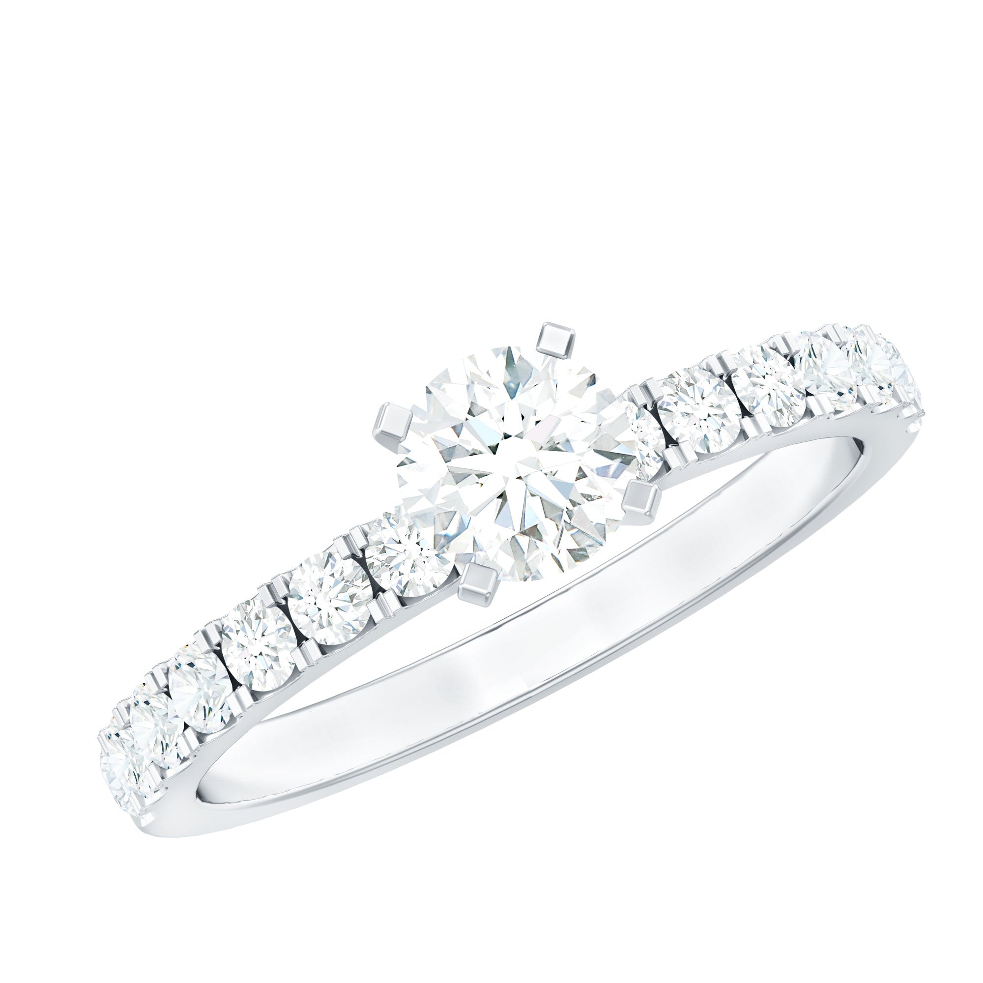 Klassieke Moissanite verlovingsring met zijstenen