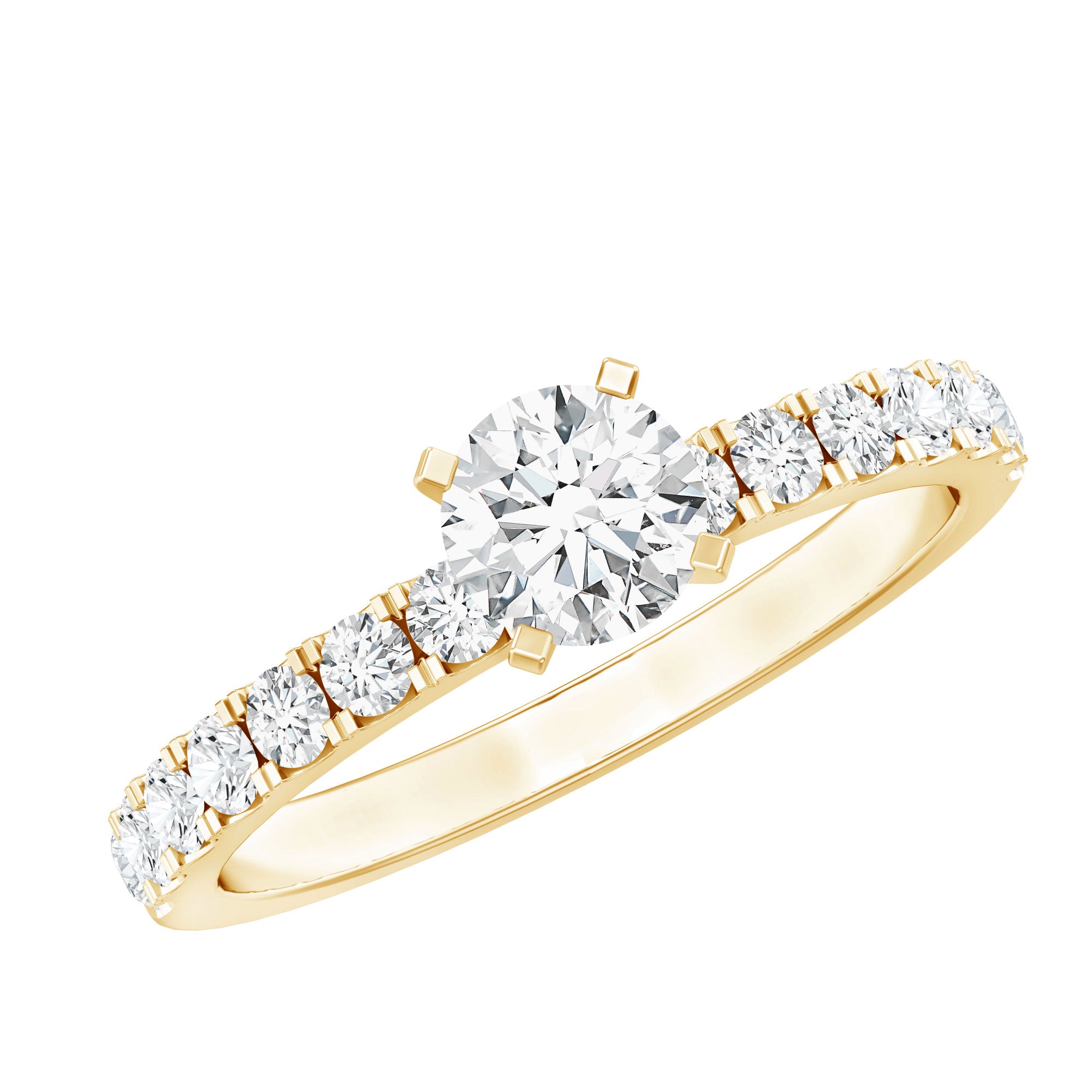 Certified 5 MM Moissanite Traditional Engagement Ring with Side Stones D-VS1 - Rosec Jewels