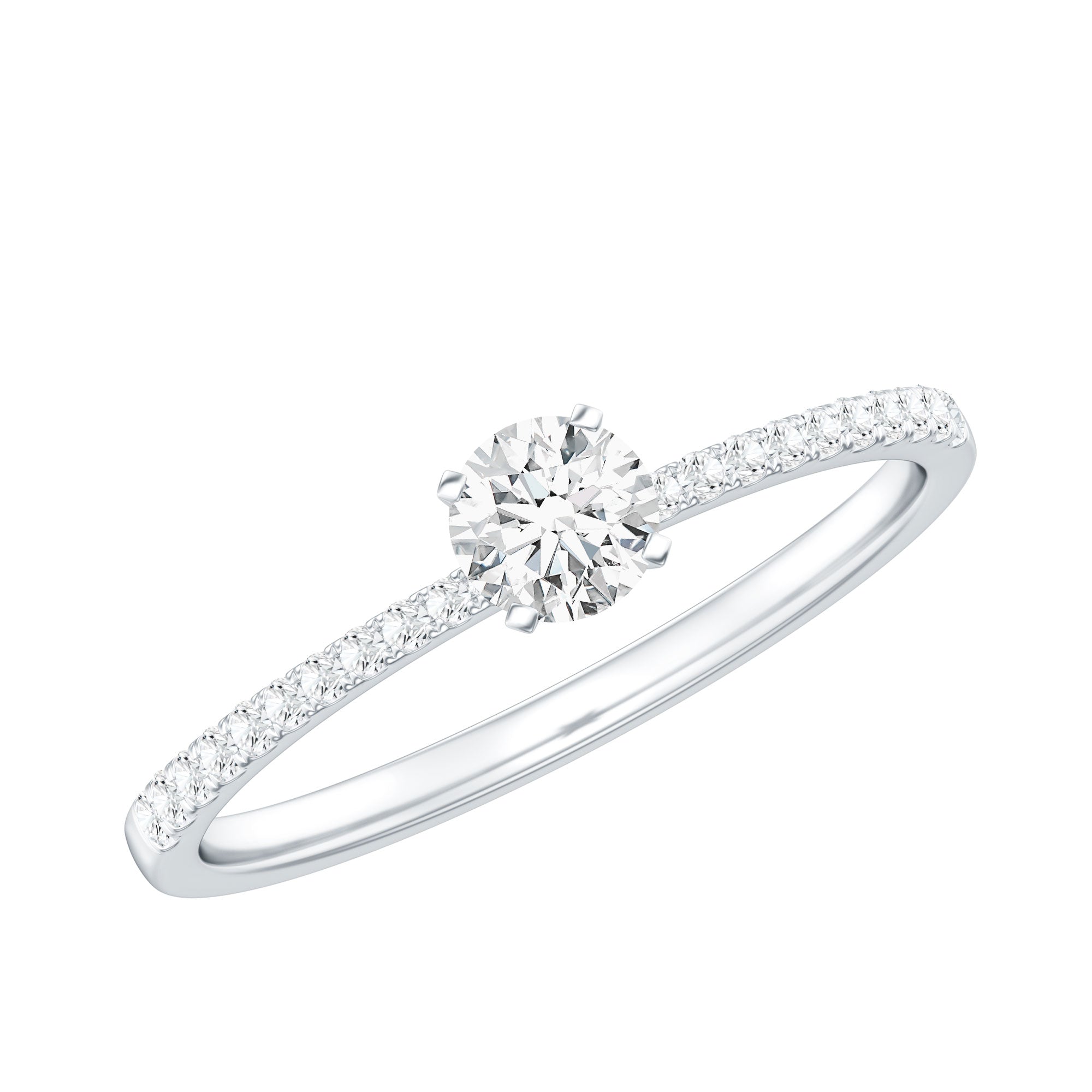Certified 5 MM Round Moissanite Solitaire Promise Ring D-VS1 - Rosec Jewels