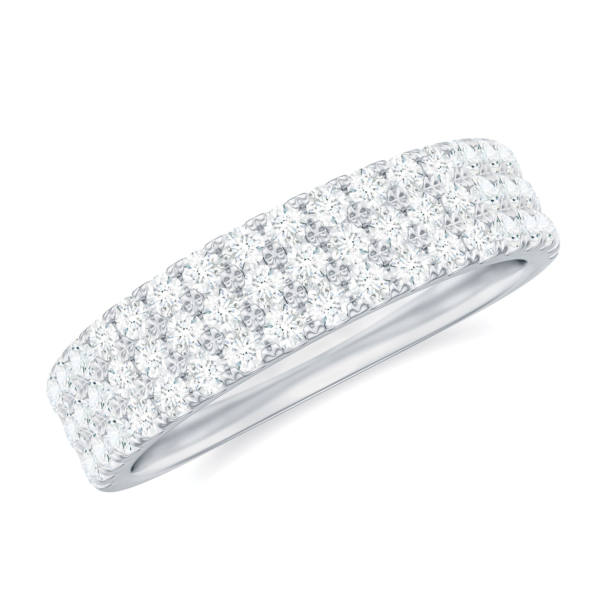 Three Row Moissanite Half Eternity Band Ring