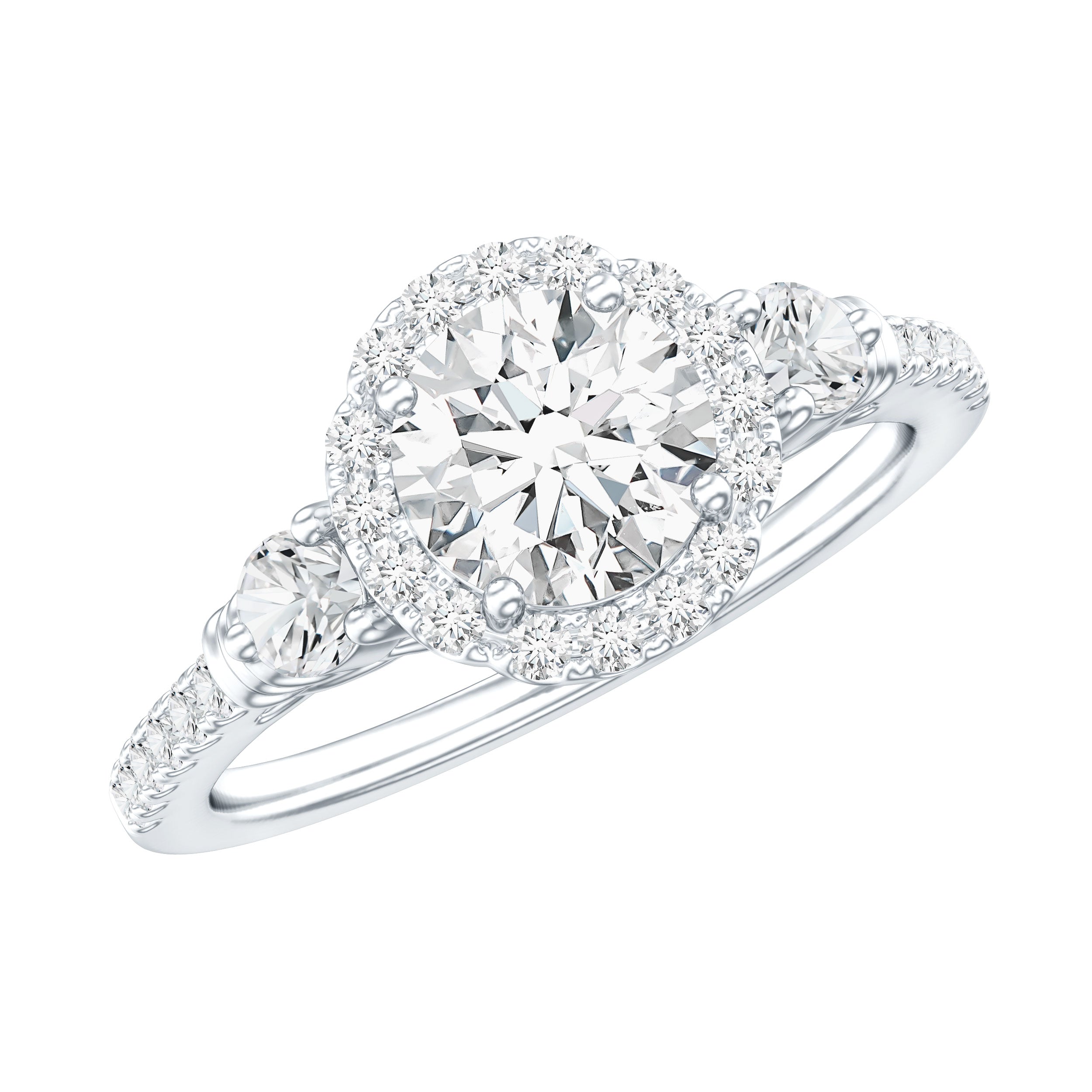 Moissanite Halo Engagement Ring for Her with Certificate D-VS1 - Rosec Jewels