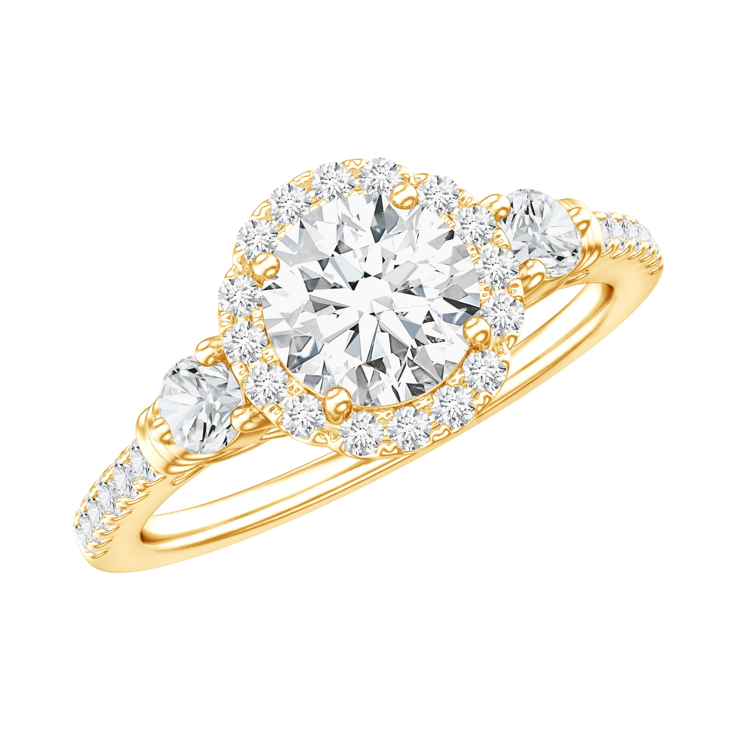 Moissanite Halo Engagement Ring for Her with Certificate D-VS1 - Rosec Jewels