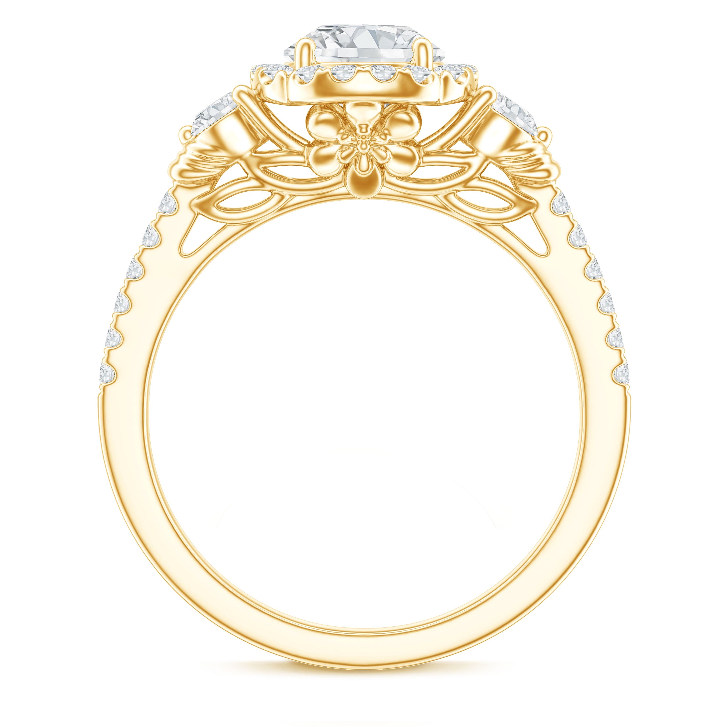 Moissanite Halo Engagement Ring for Her with Certificate D-VS1 - Rosec Jewels