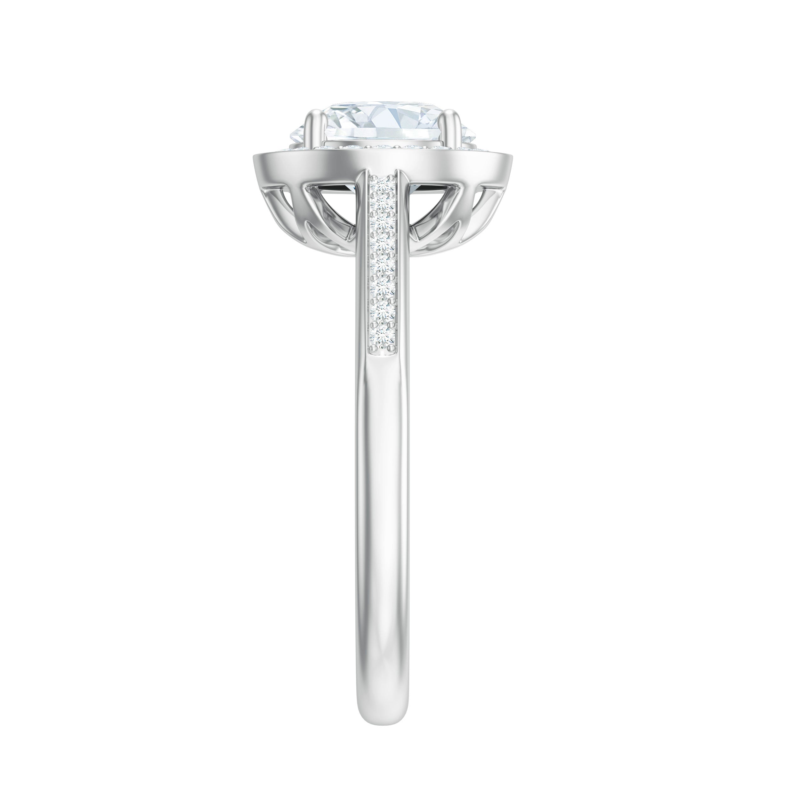 Round Moissanite Halo Engagement Ring with Certificate D-VS1 - Rosec Jewels
