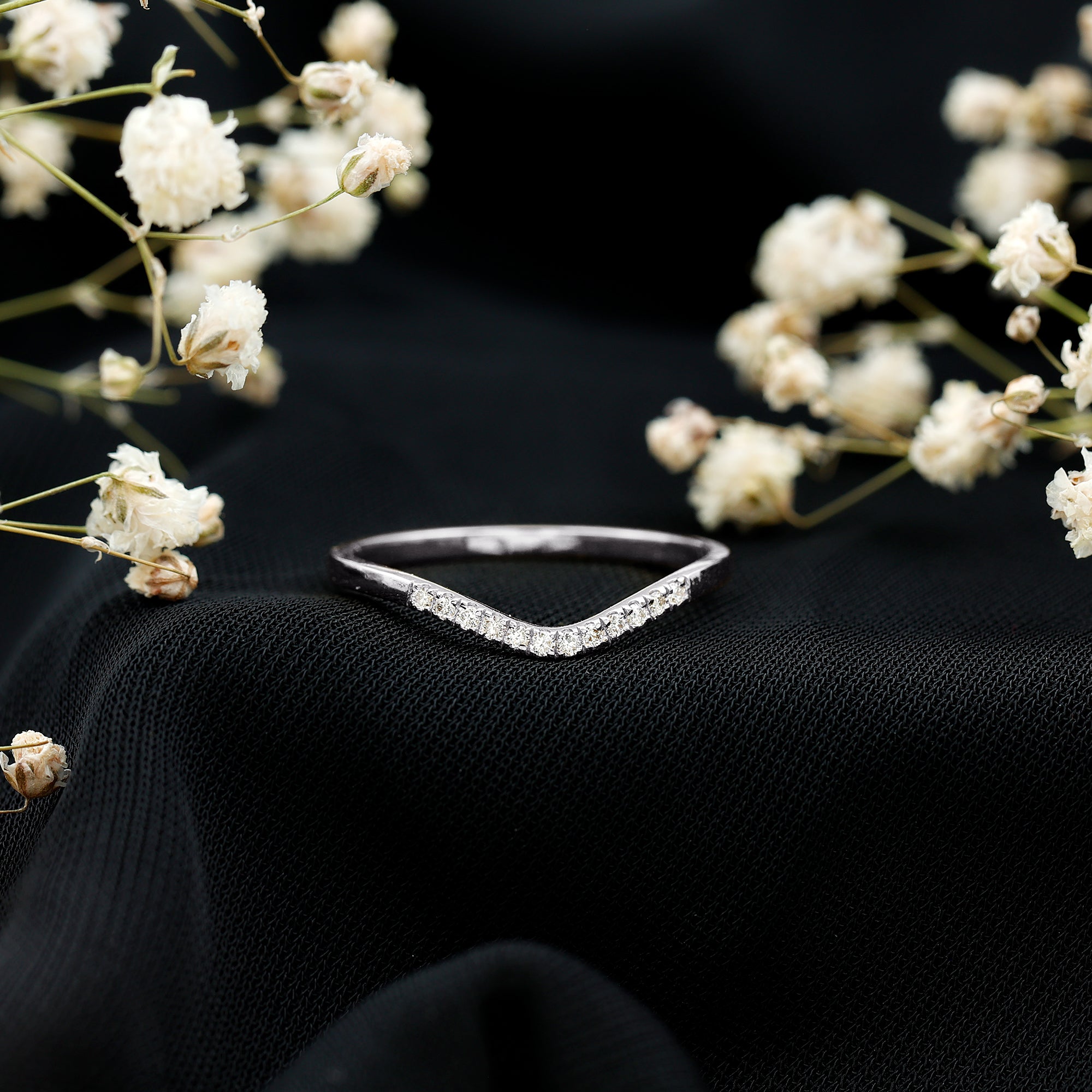 Diamond Curved Enhancer Ring Natural - ( HI-SI ) - Rosec Jewels