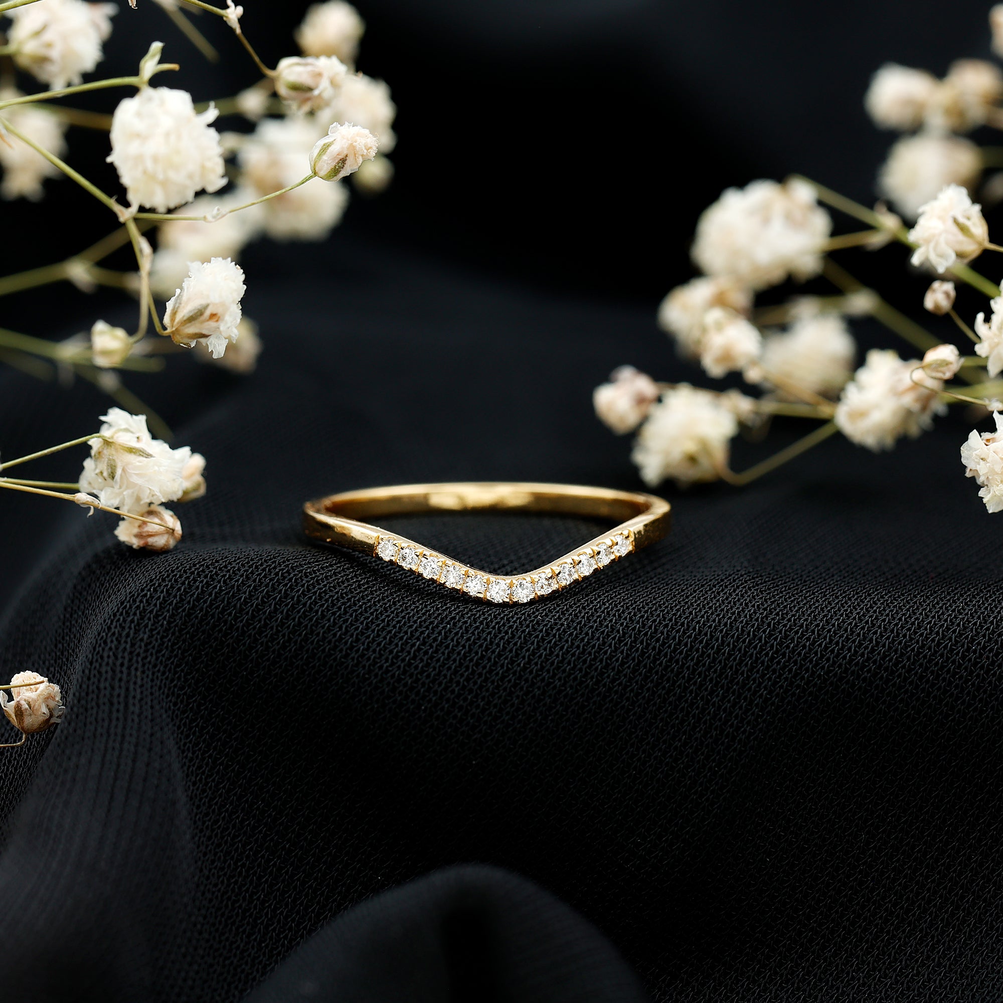 Diamond Curved Enhancer Ring Natural - ( HI-SI ) - Rosec Jewels
