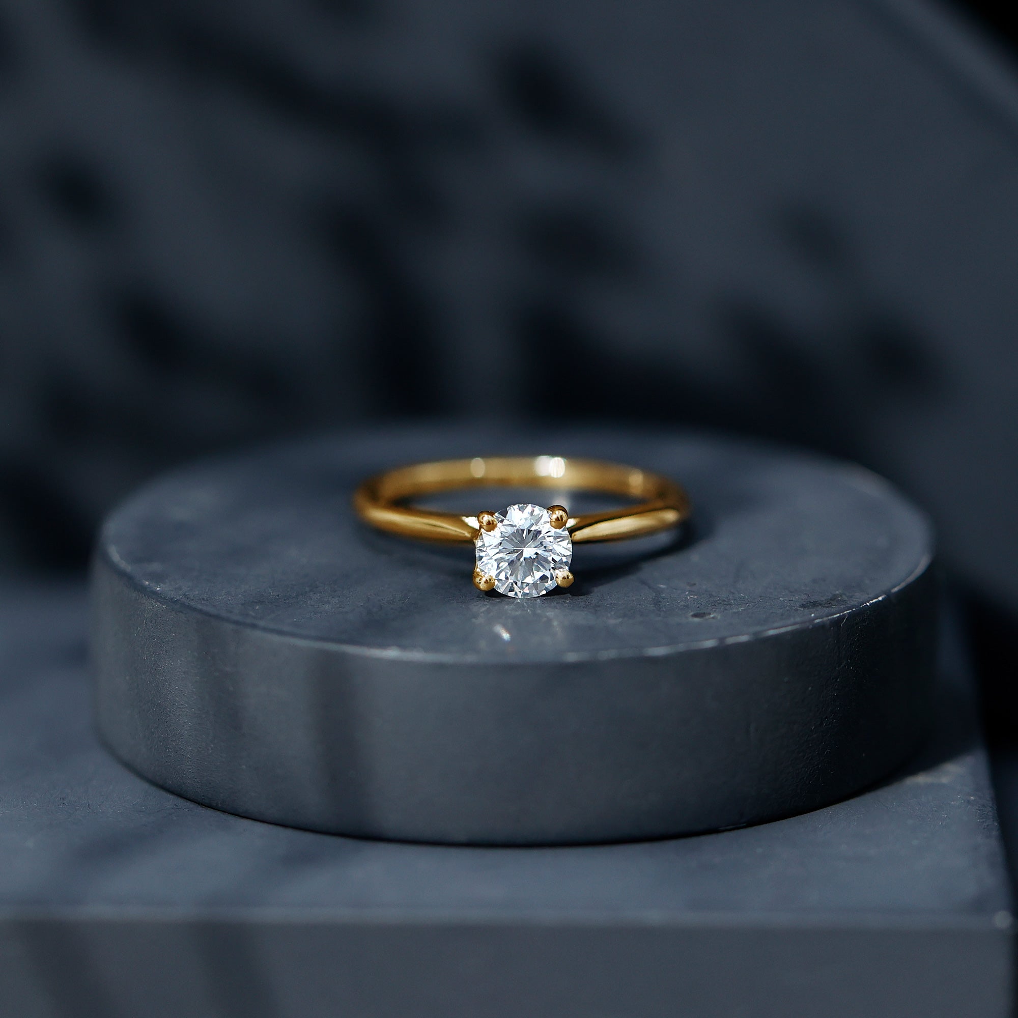 Solitaire Round Cut Moissanite Engagement Ring for Her D-VS1 - Rosec Jewels