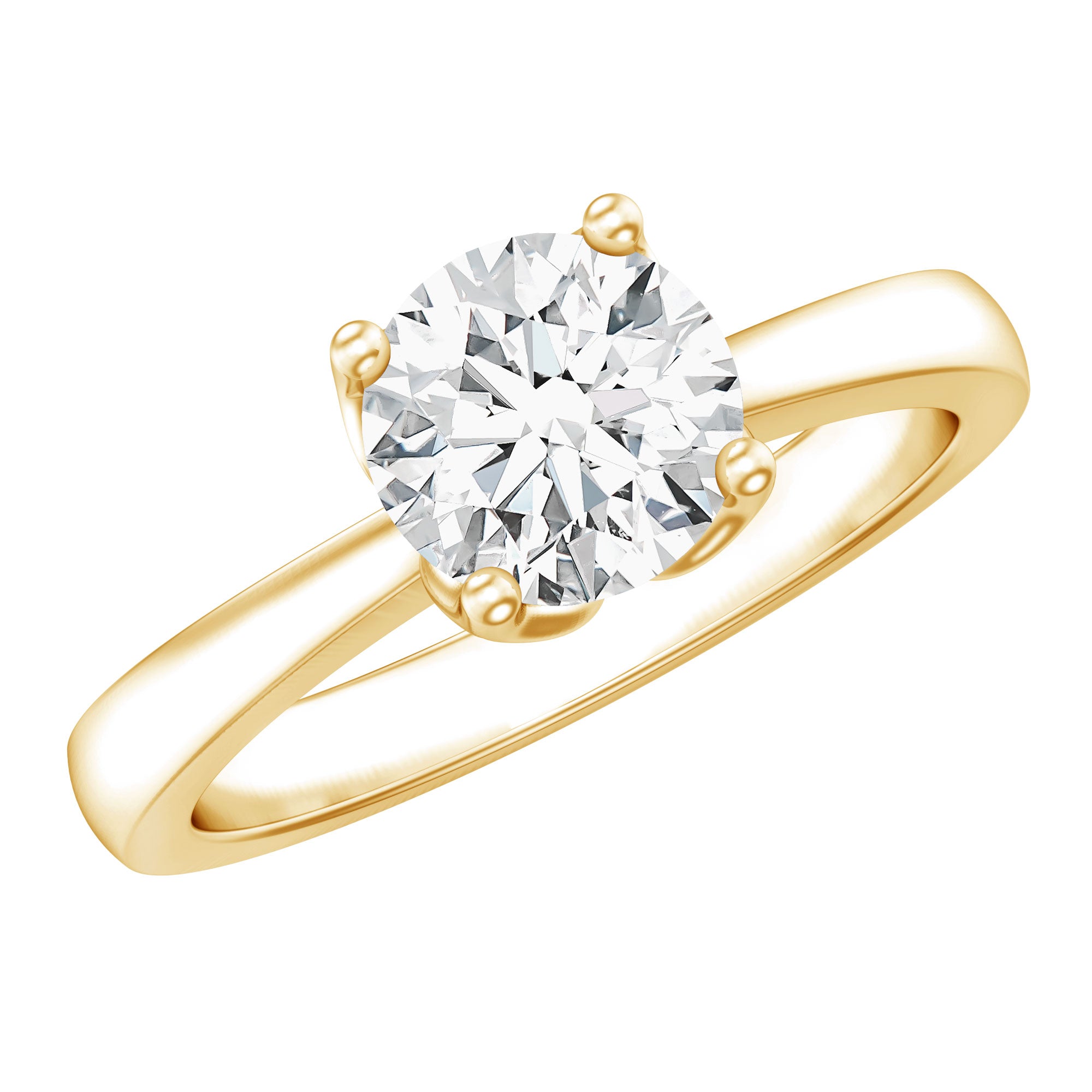 Petal Prong Set Round Moissanite Solitaire Engagement Ring D-VS1 - Rosec Jewels