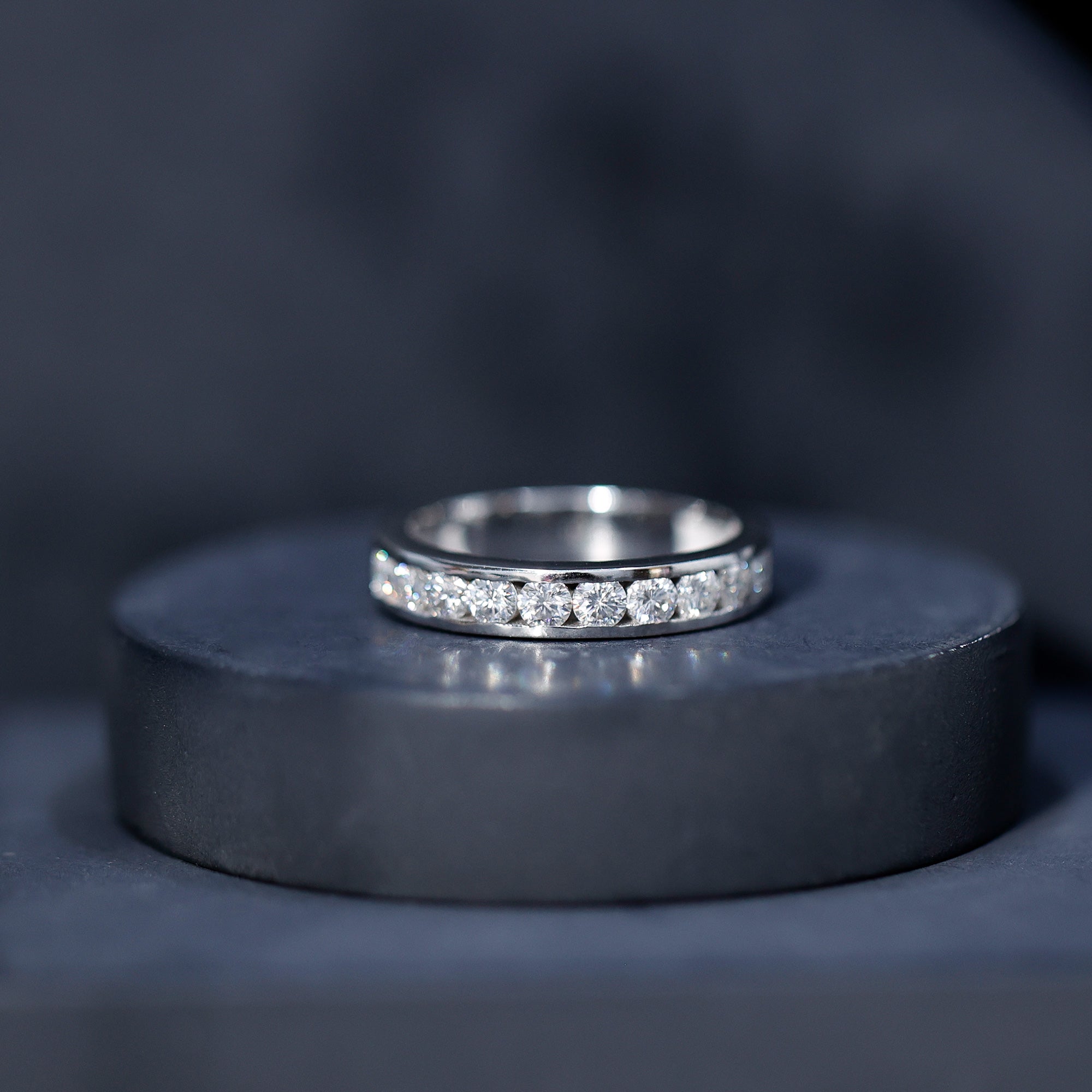 Channel Set Moissanite Half Eternity Band D-VS1 - Rosec Jewels