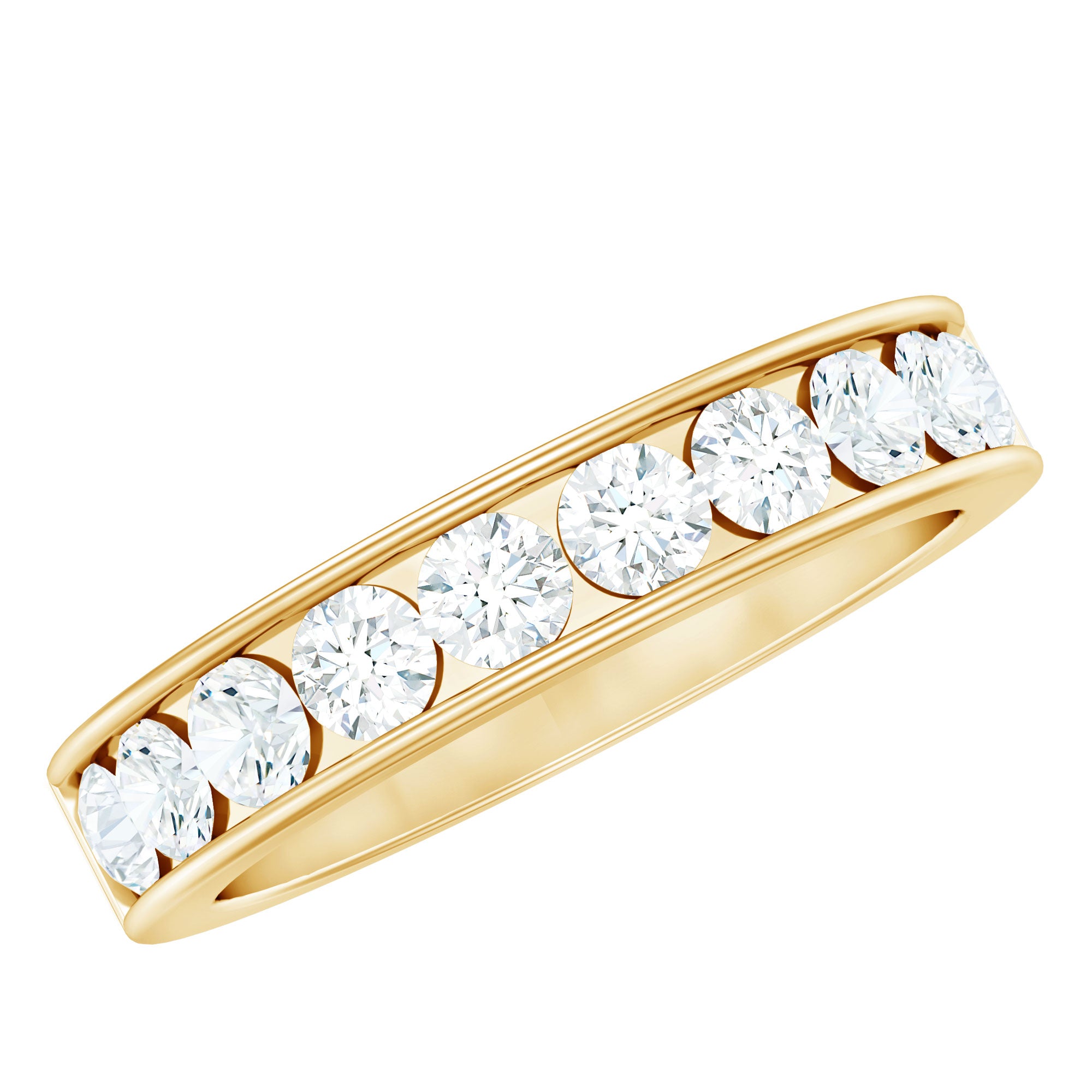 Channel Set Moissanite Half Eternity Band D-VS1 - Rosec Jewels