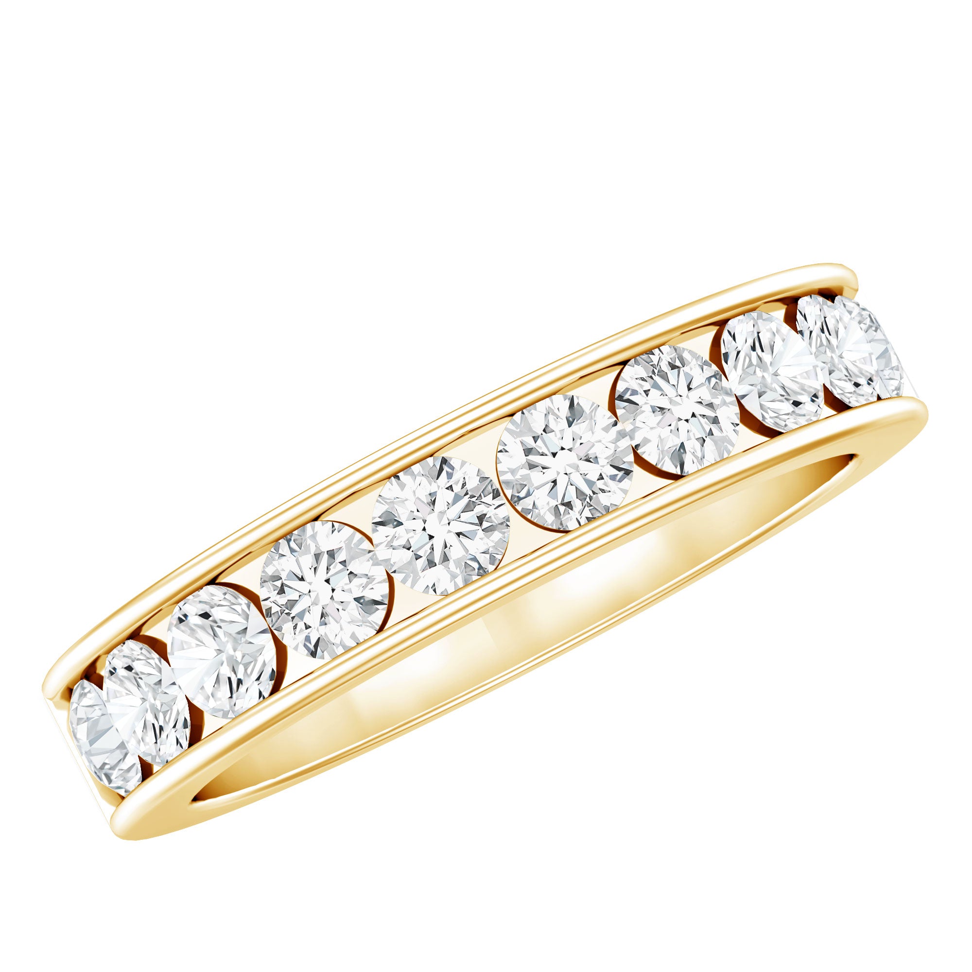Channel Set Moissanite Half Eternity Band D-VS1 - Rosec Jewels