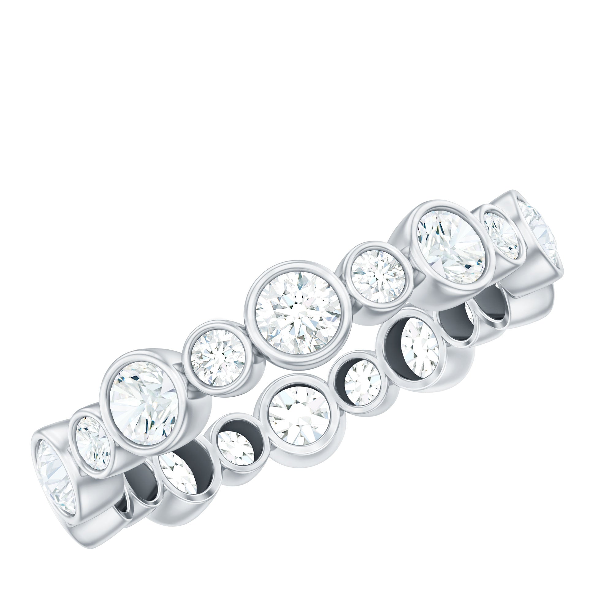 Certified Round Cut Moissanite Eternity Stackable Ring For Her D-VS1 - Rosec Jewels