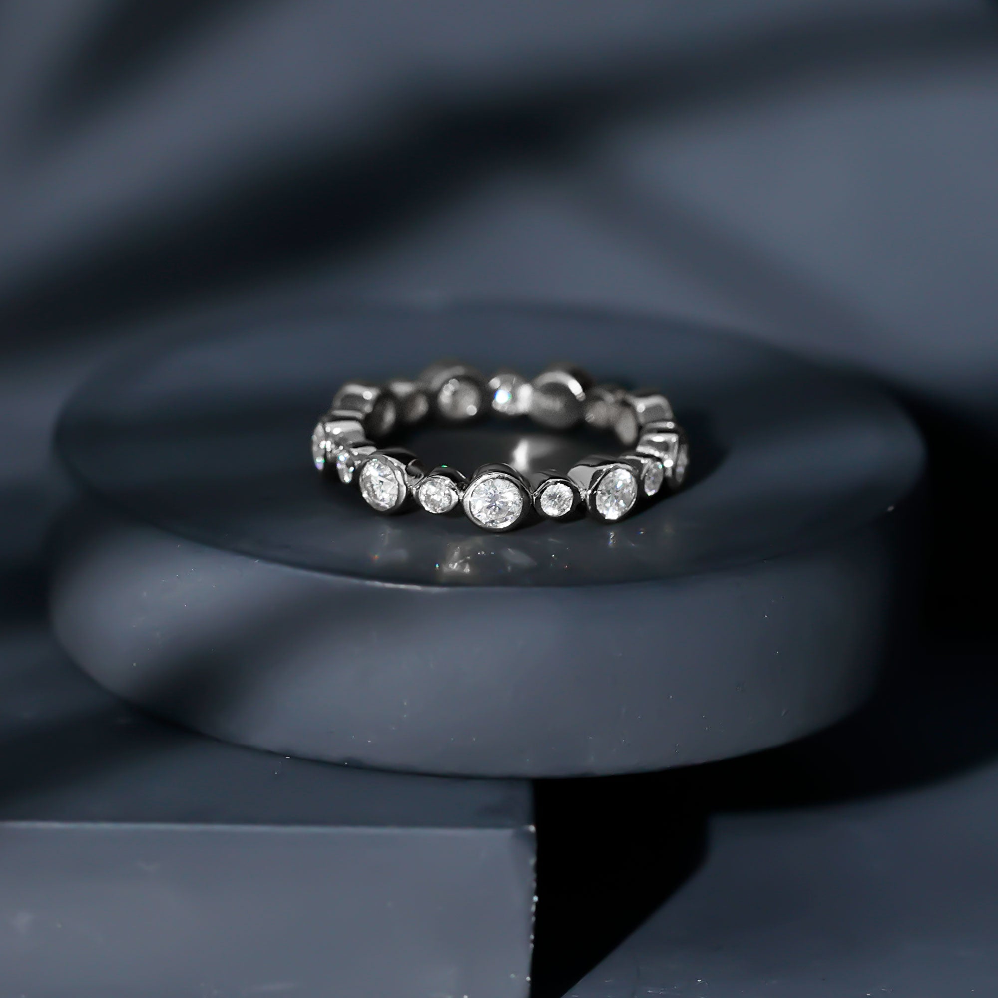 Certified Round Cut Moissanite Eternity Stackable Ring For Her D-VS1 - Rosec Jewels