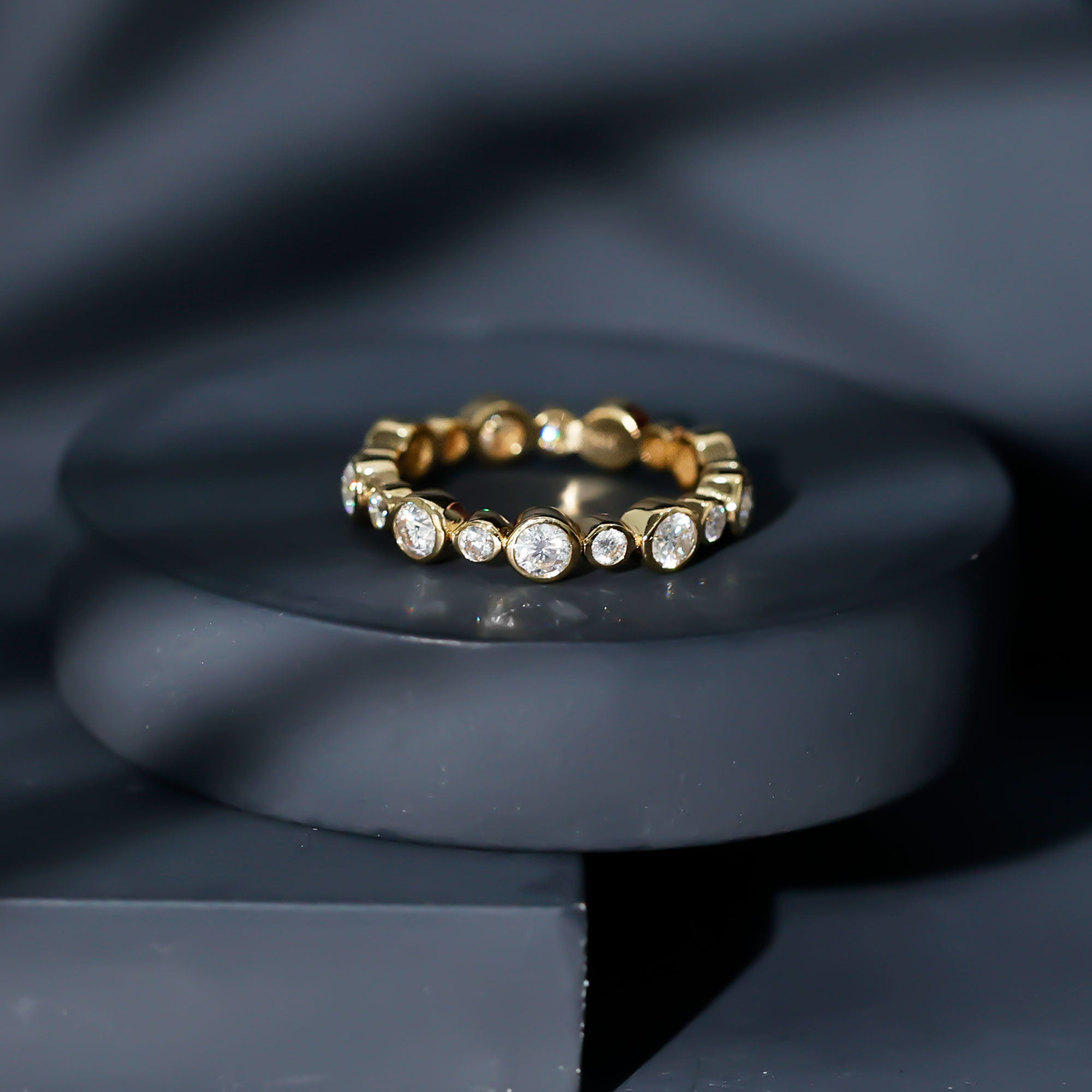 Certified Round Cut Moissanite Eternity Stackable Ring For Her D-VS1 - Rosec Jewels