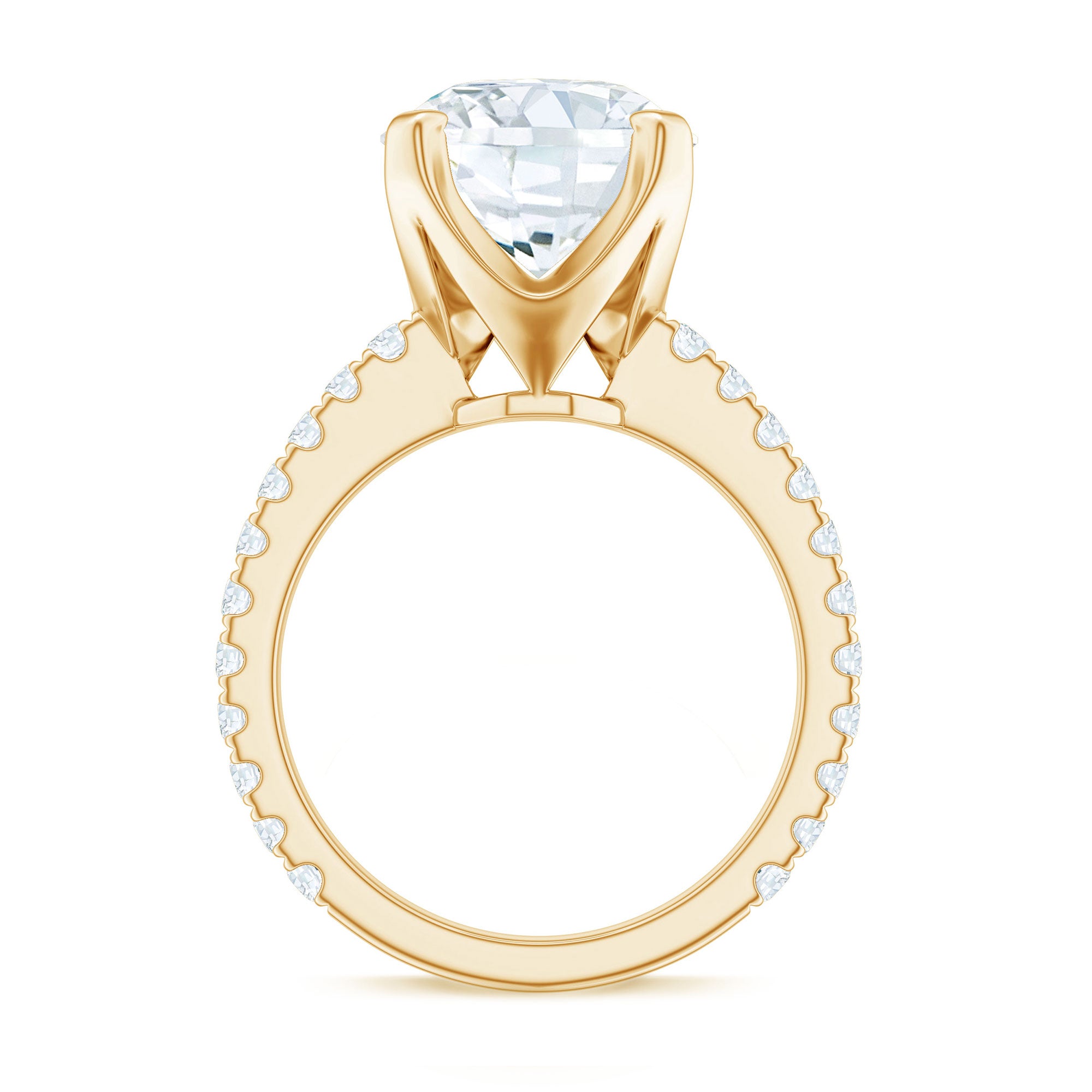 Round 10 MM Moissanite Solitaire Engagement Ring with Side Stones D-VS1 - Rosec Jewels