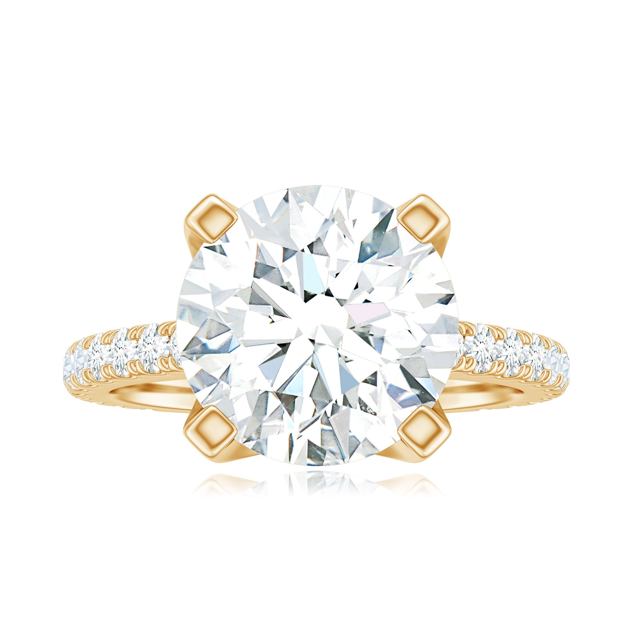 Round 10 MM Moissanite Solitaire Engagement Ring with Side Stones D-VS1 - Rosec Jewels