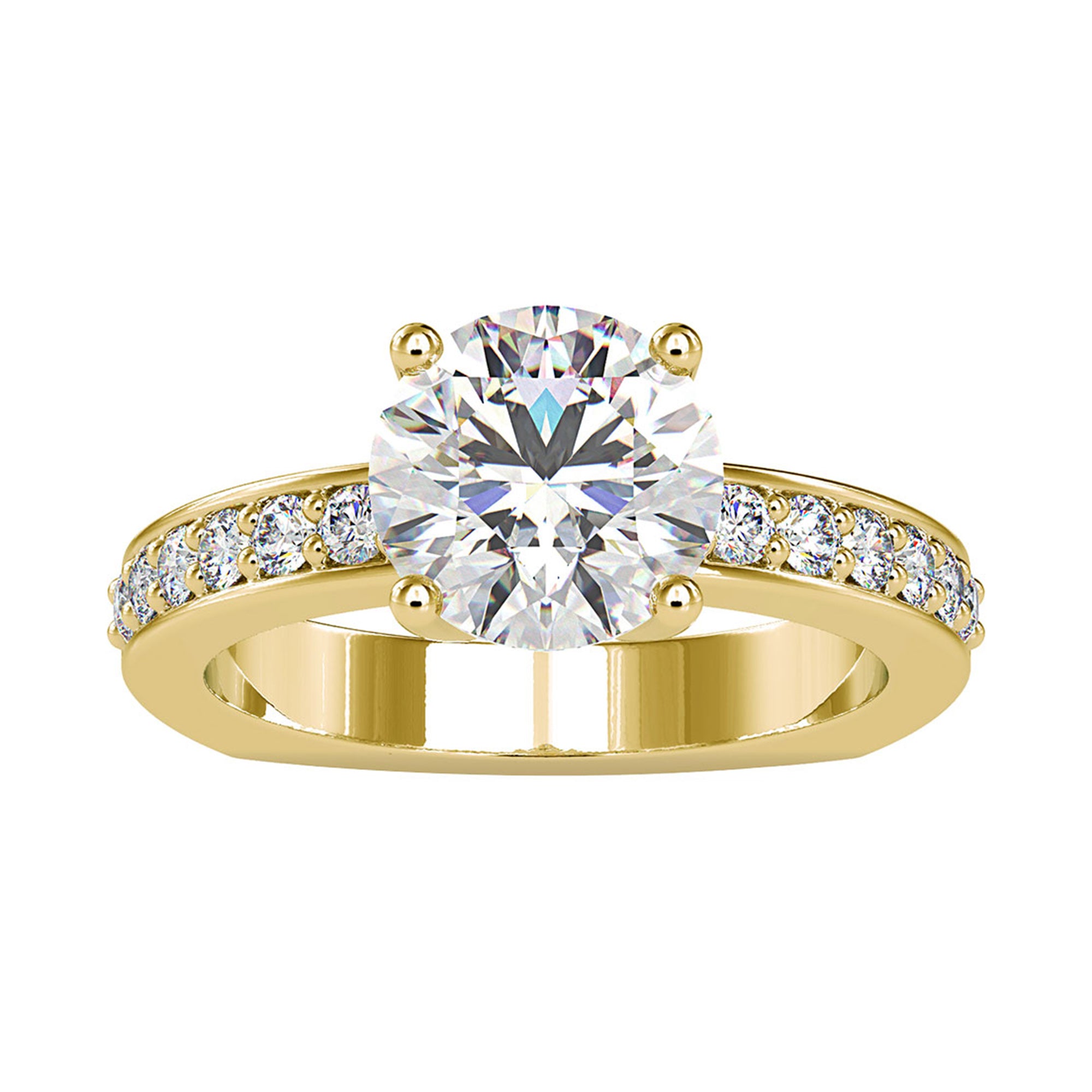 2.50 CT Solitaire Zircon Engagement Ring with Side Stones AAAA - Rosec Jewels