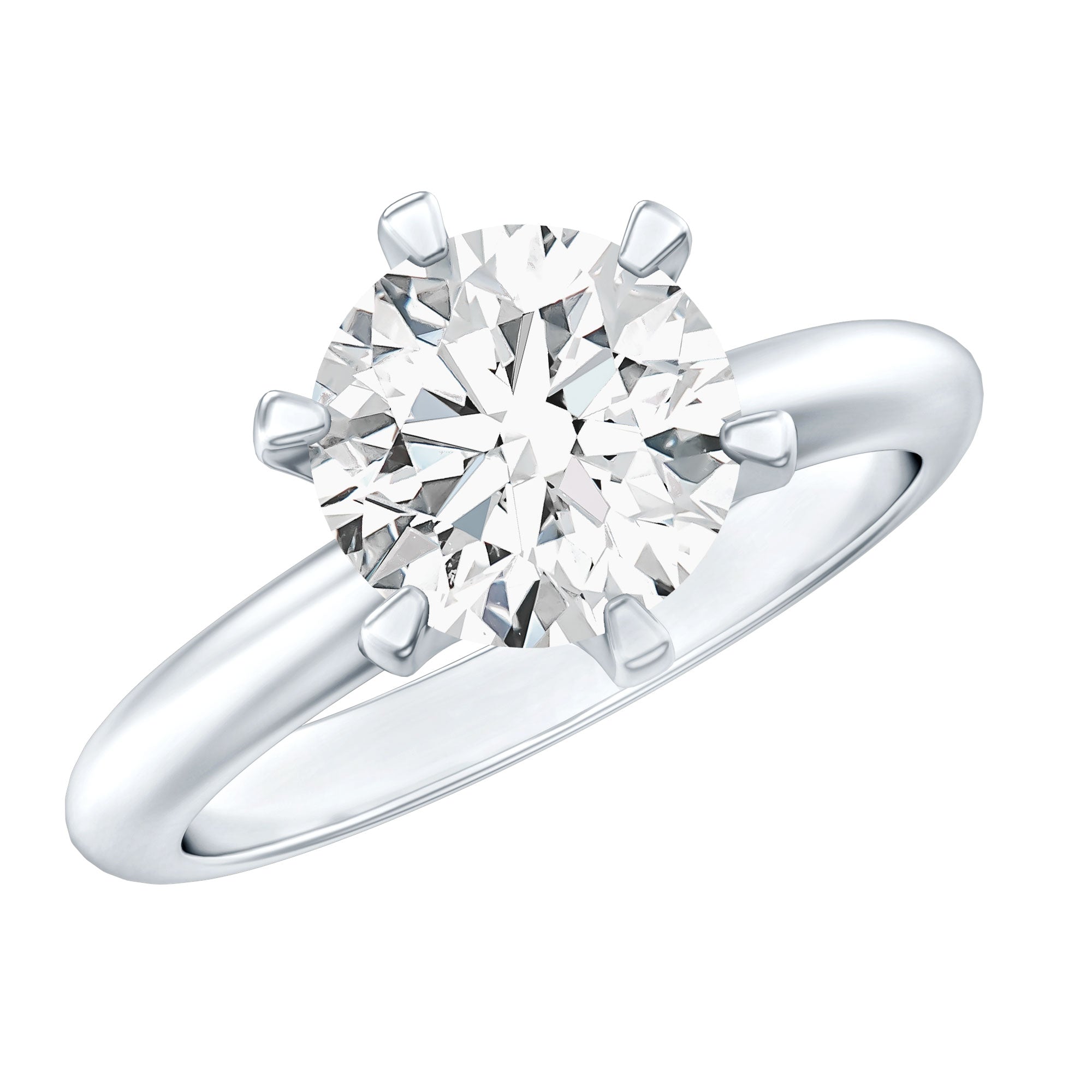 2 CT Moissanite Solitaire Engagement Ring in 6 Prongs D-VS1 - Rosec Jewels