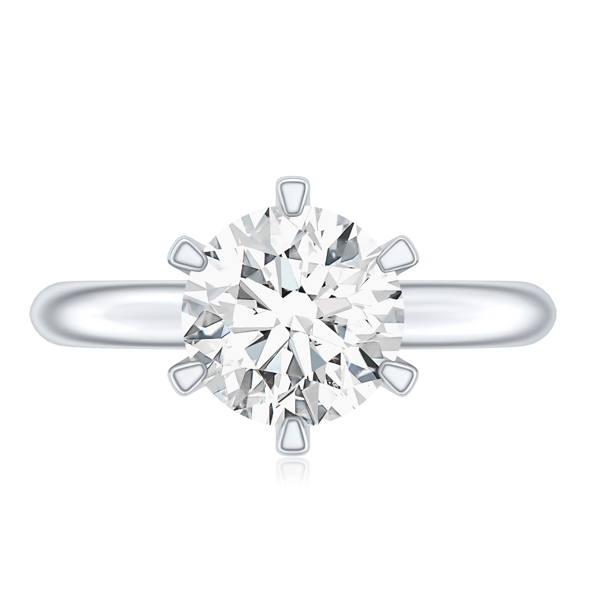 2 CT Moissanite Solitaire Engagement Ring in 6 Prongs D-VS1 - Rosec Jewels