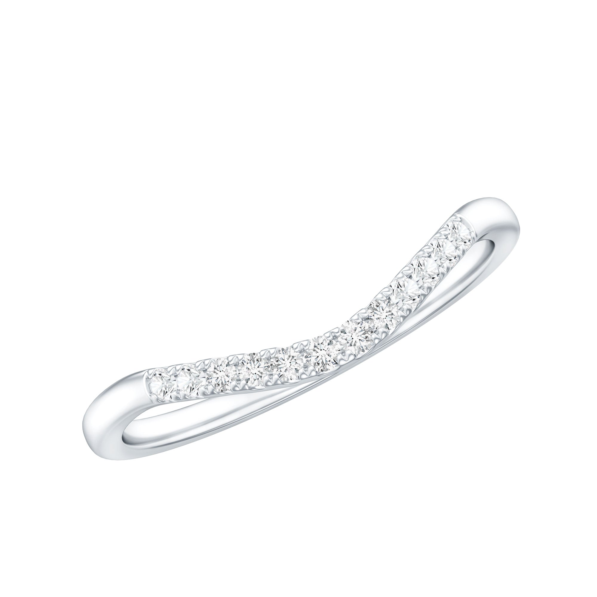 Curved Stackable Ring with Certified Moissanite D-VS1 - Rosec Jewels