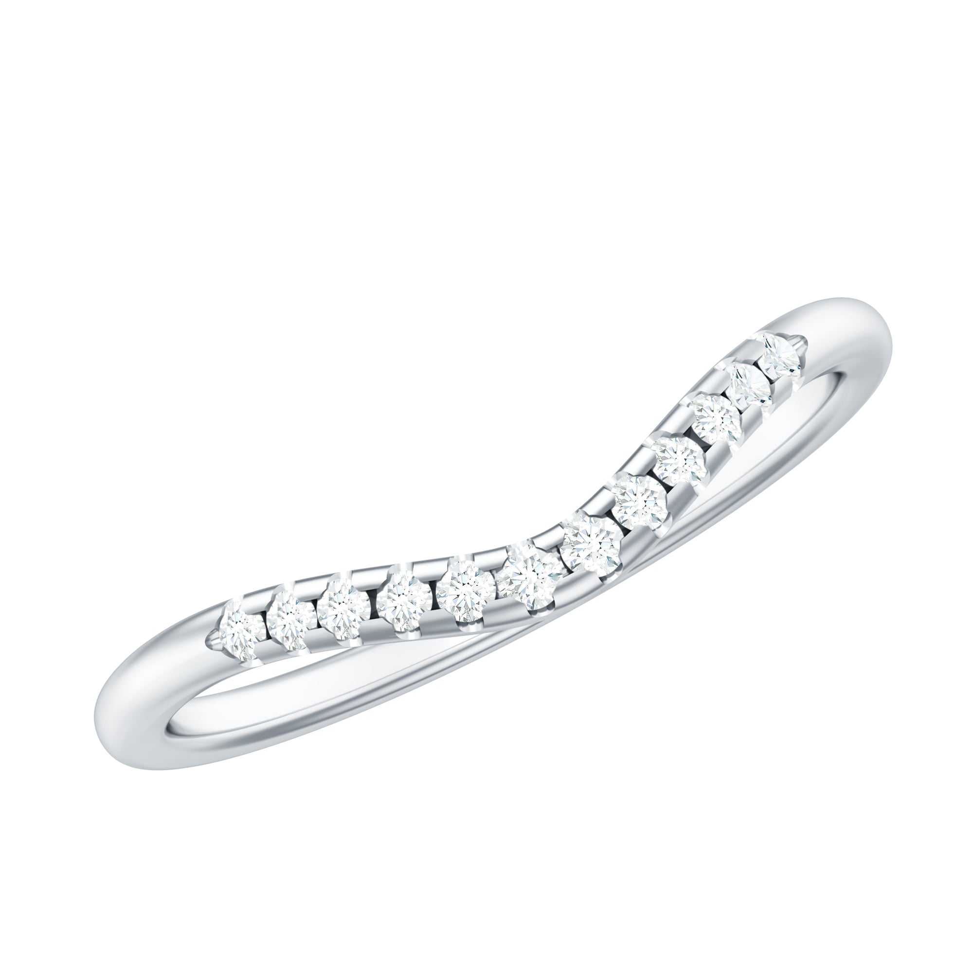 Curved Stackable Ring with Certified Moissanite