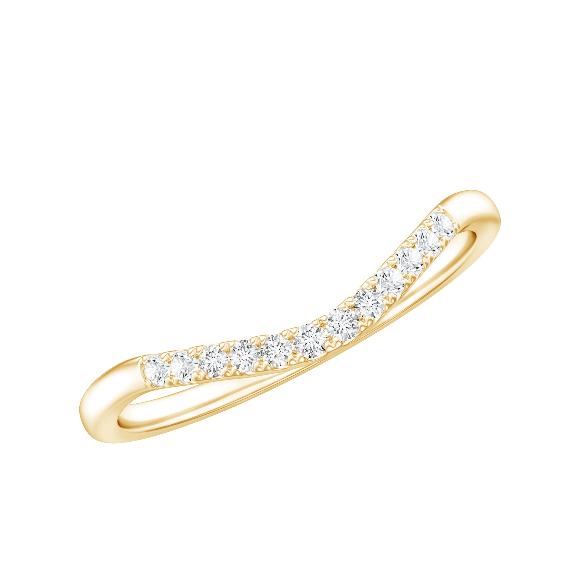 Curved Stackable Ring with Certified Moissanite D-VS1 - Rosec Jewels
