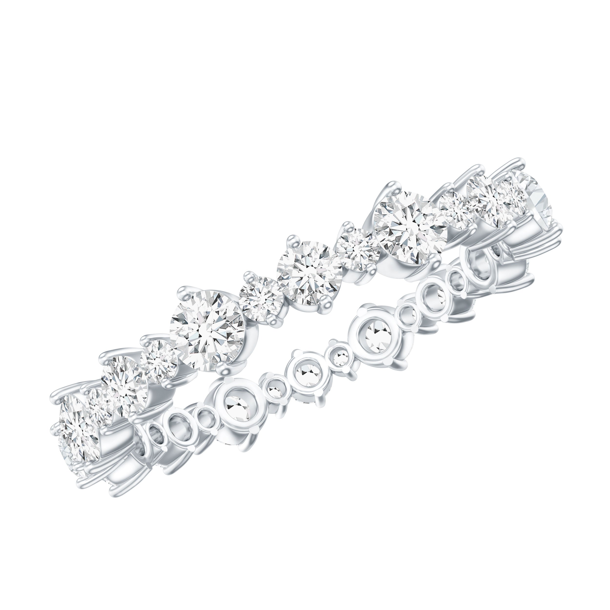 Round Certified Moissanite Stackable Eternity Ring For Women D-VS1 - Rosec Jewels