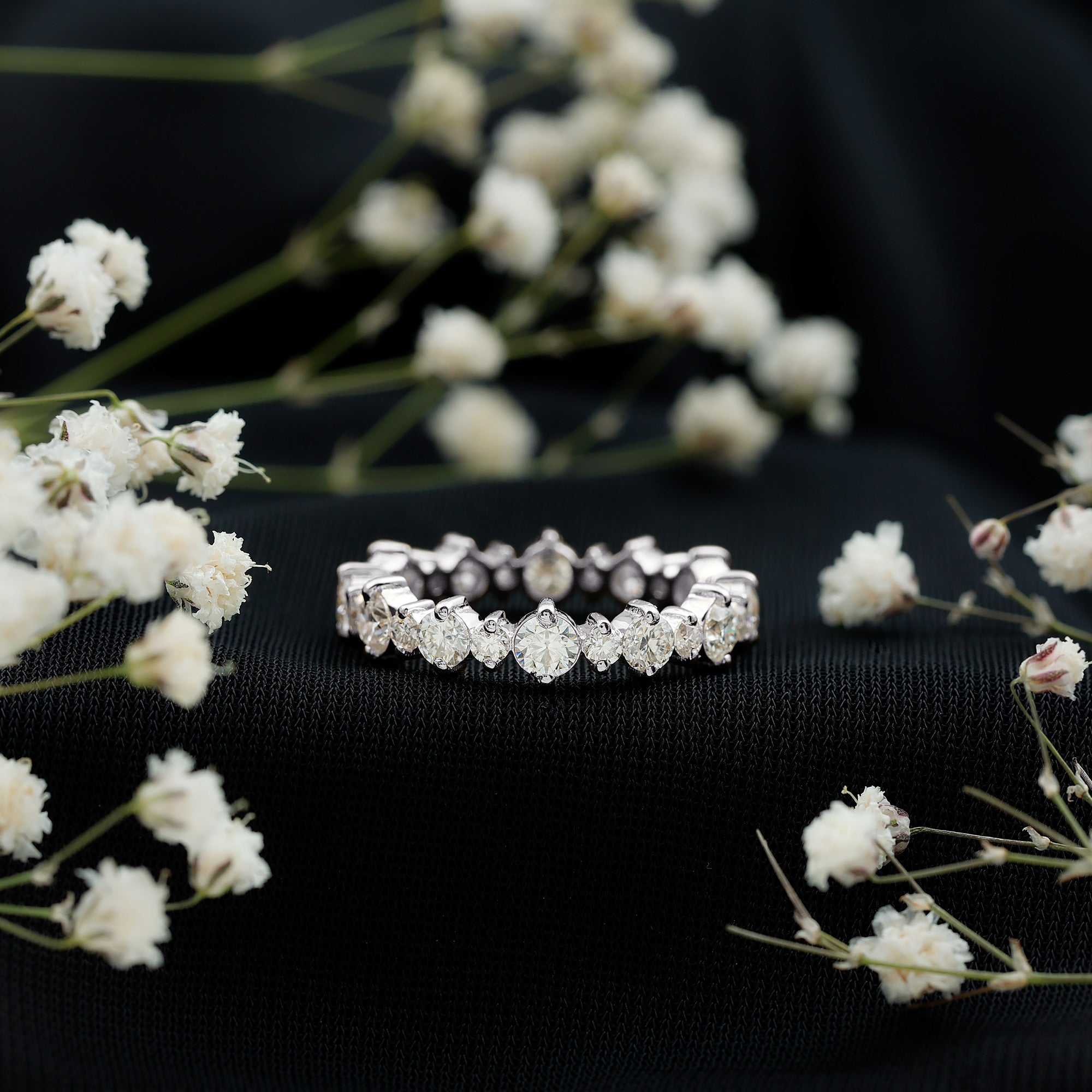 Round Certified Moissanite Stackable Eternity Ring For Women D-VS1 - Rosec Jewels