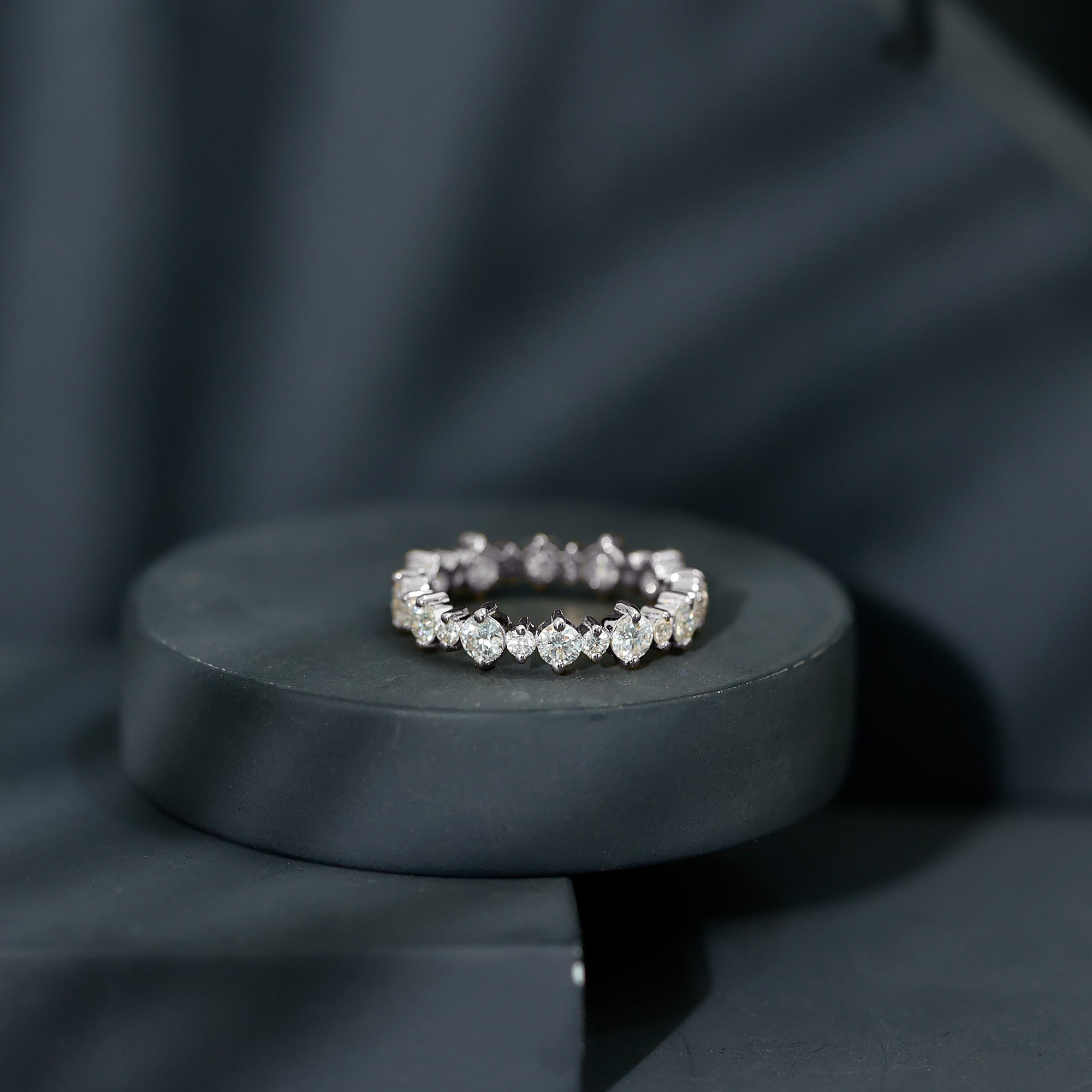 Round Certified Moissanite Stackable Eternity Ring For Women D-VS1 - Rosec Jewels