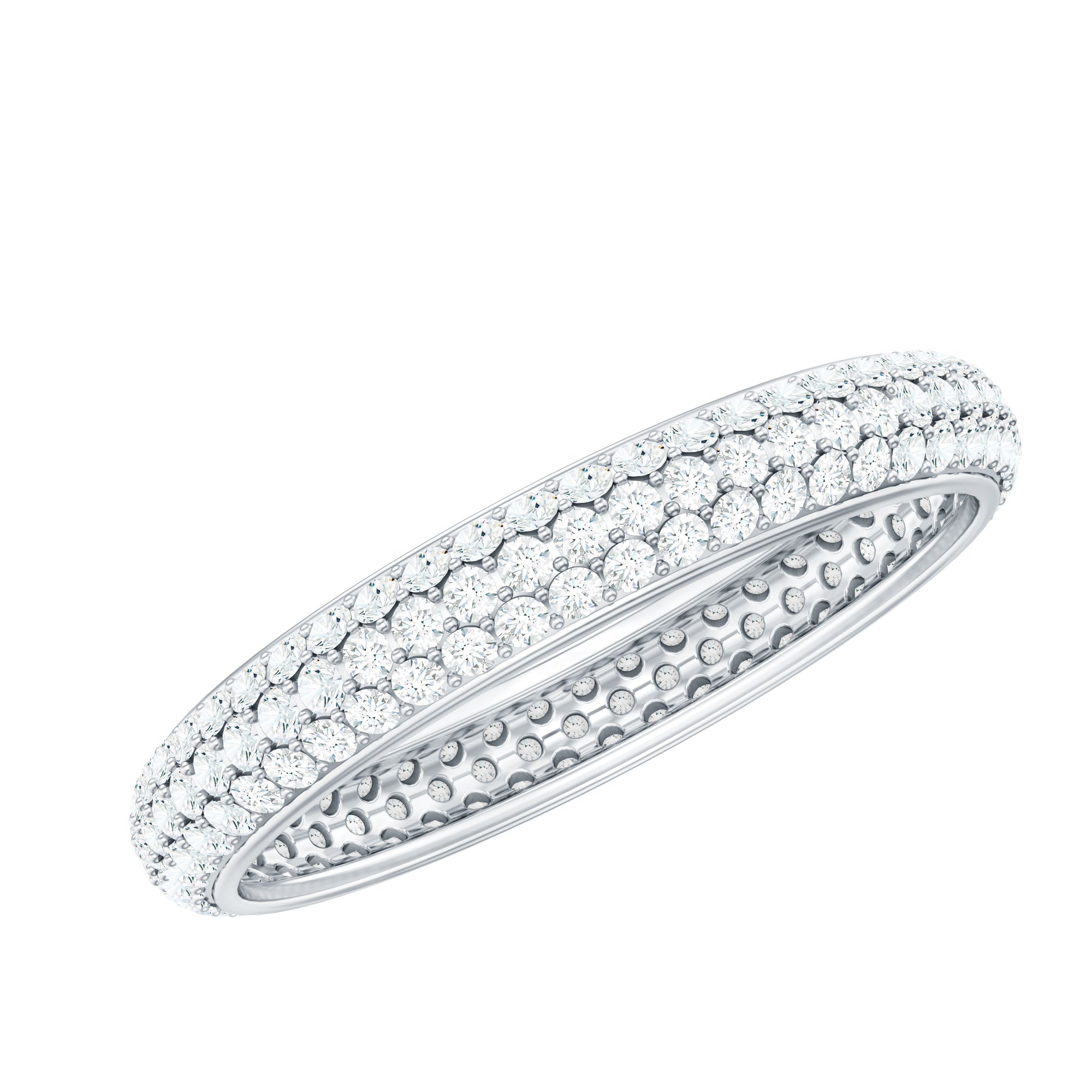 Micro Pave Set Moissanite Eternity Wedding Band for Women