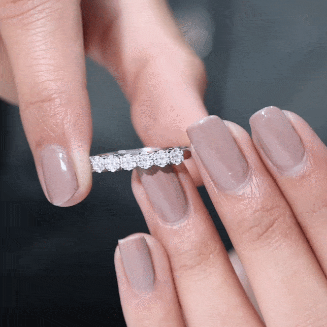 Rosec Jewels-Minimalist Moissanite Flower Wedding Band for Women