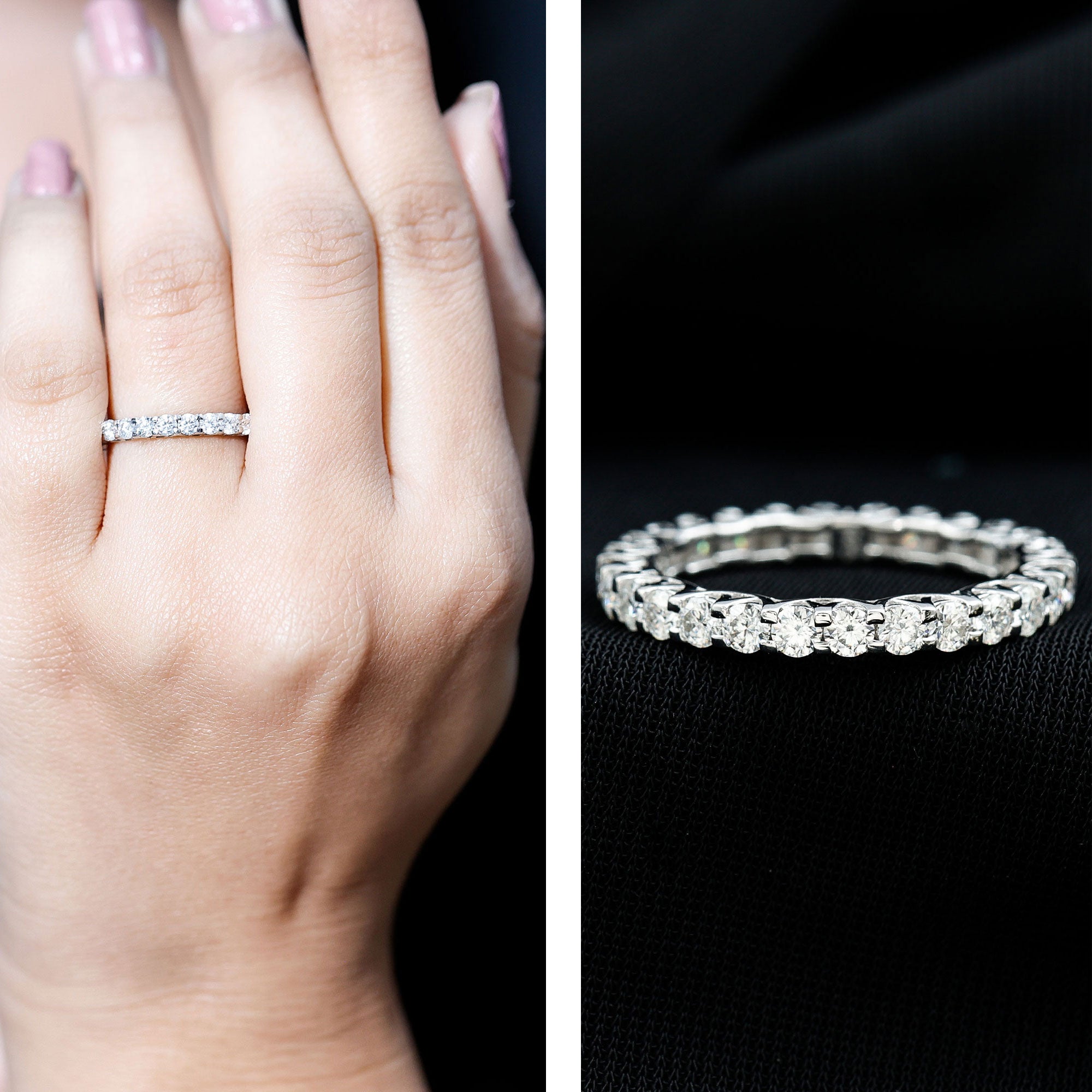 Brilliant Cut Moissanite Eternity Wedding Ring for Women D-VS1 - Rosec Jewels