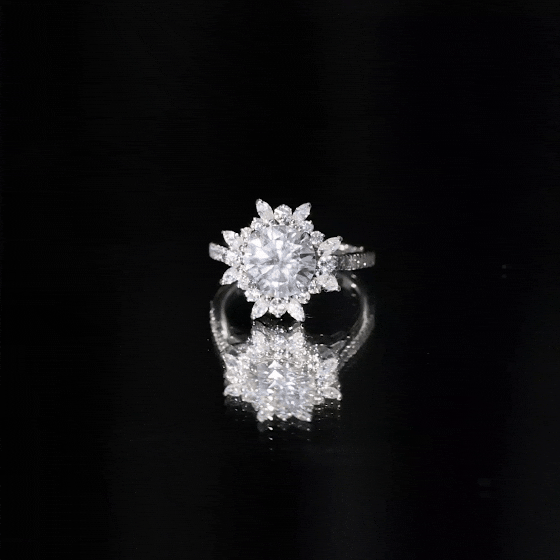 Certified Round Moissanite Halo Engagement Ring for Her D-VS1 - Rosec Jewels