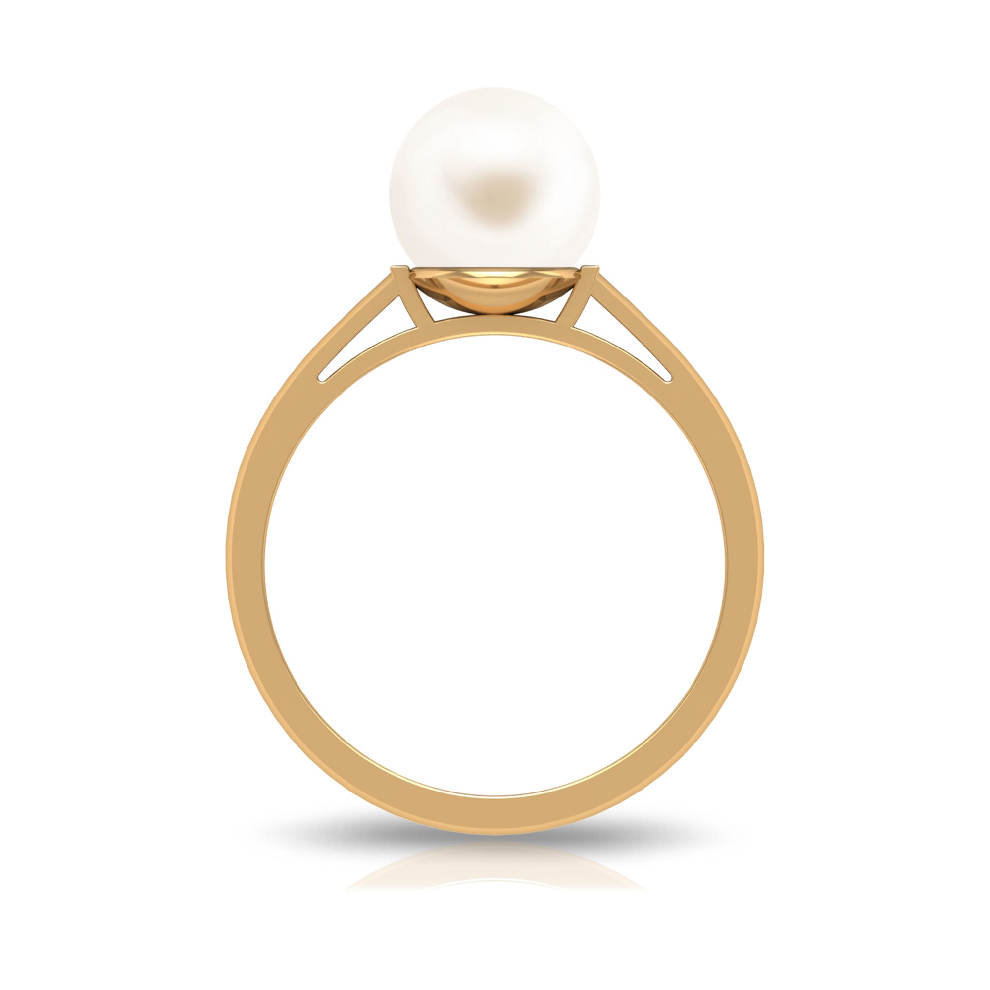 7.4 Carat Freshwater White Pearl Solitaire Engagement Ring AAA - Rosec Jewels