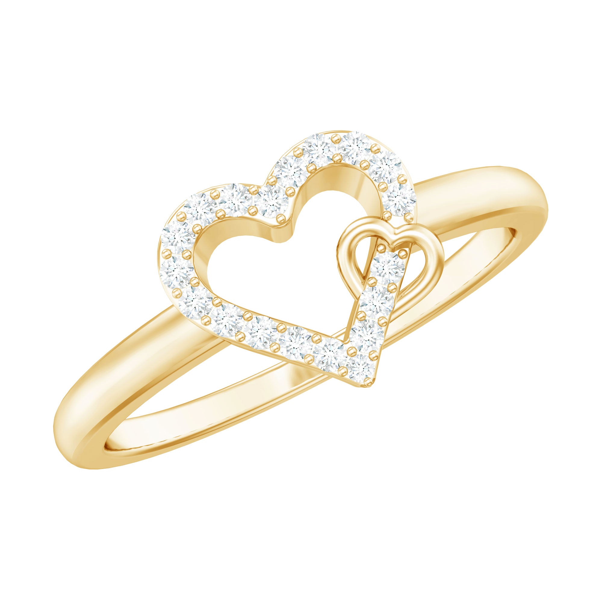 Certified Diamond Open Heart Promise Ring Natural - ( HI-SI ) - Rosec Jewels