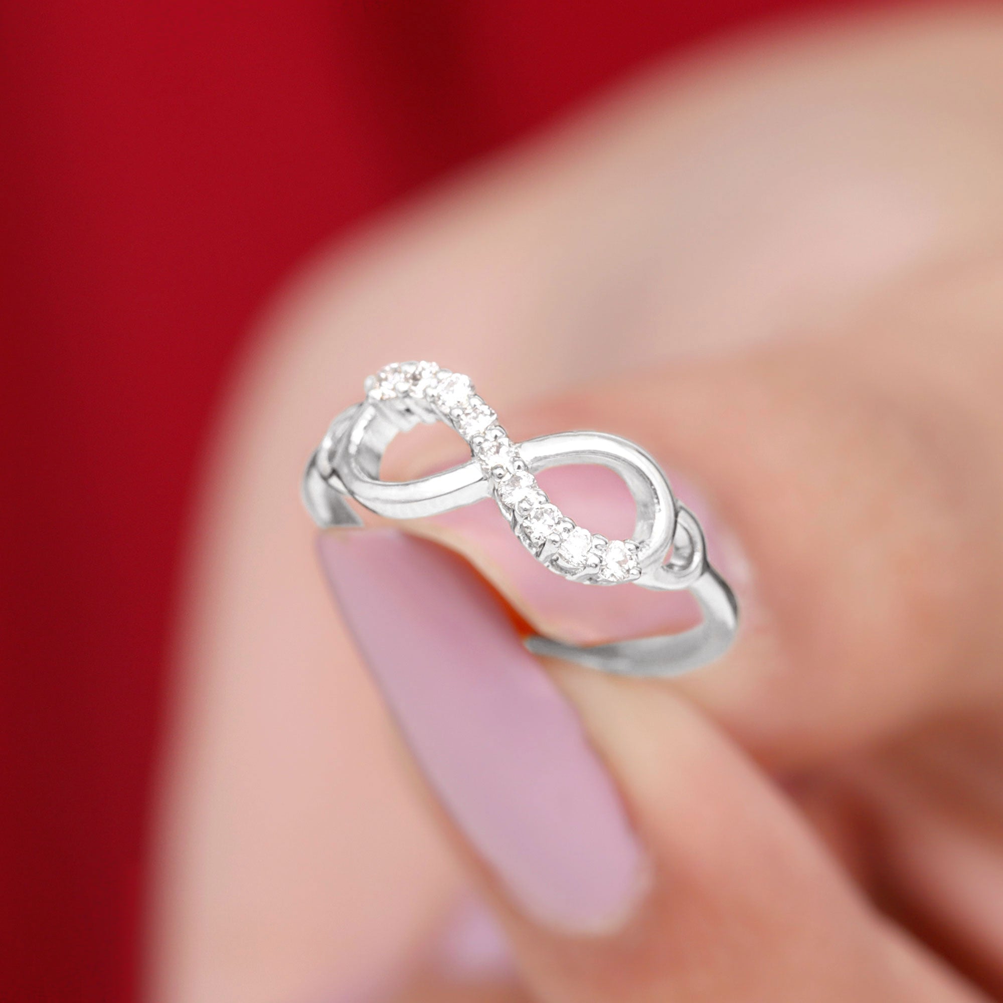 Certified Prong Set Diamond Infinity Promise Ring Natural - ( HI-SI ) - Rosec Jewels