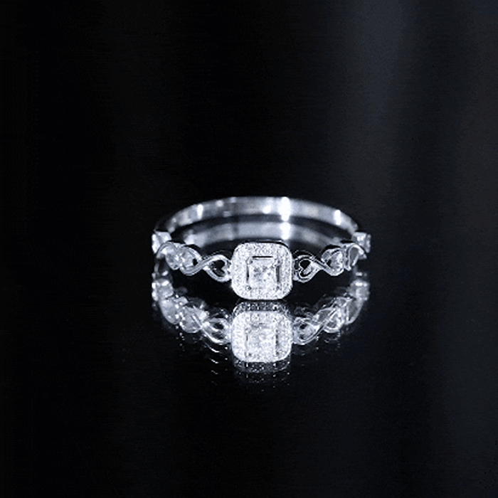 Real Princess Cut Diamond Infinity Heart Engagement Ring Natural - ( HI-SI ) - Rosec Jewels