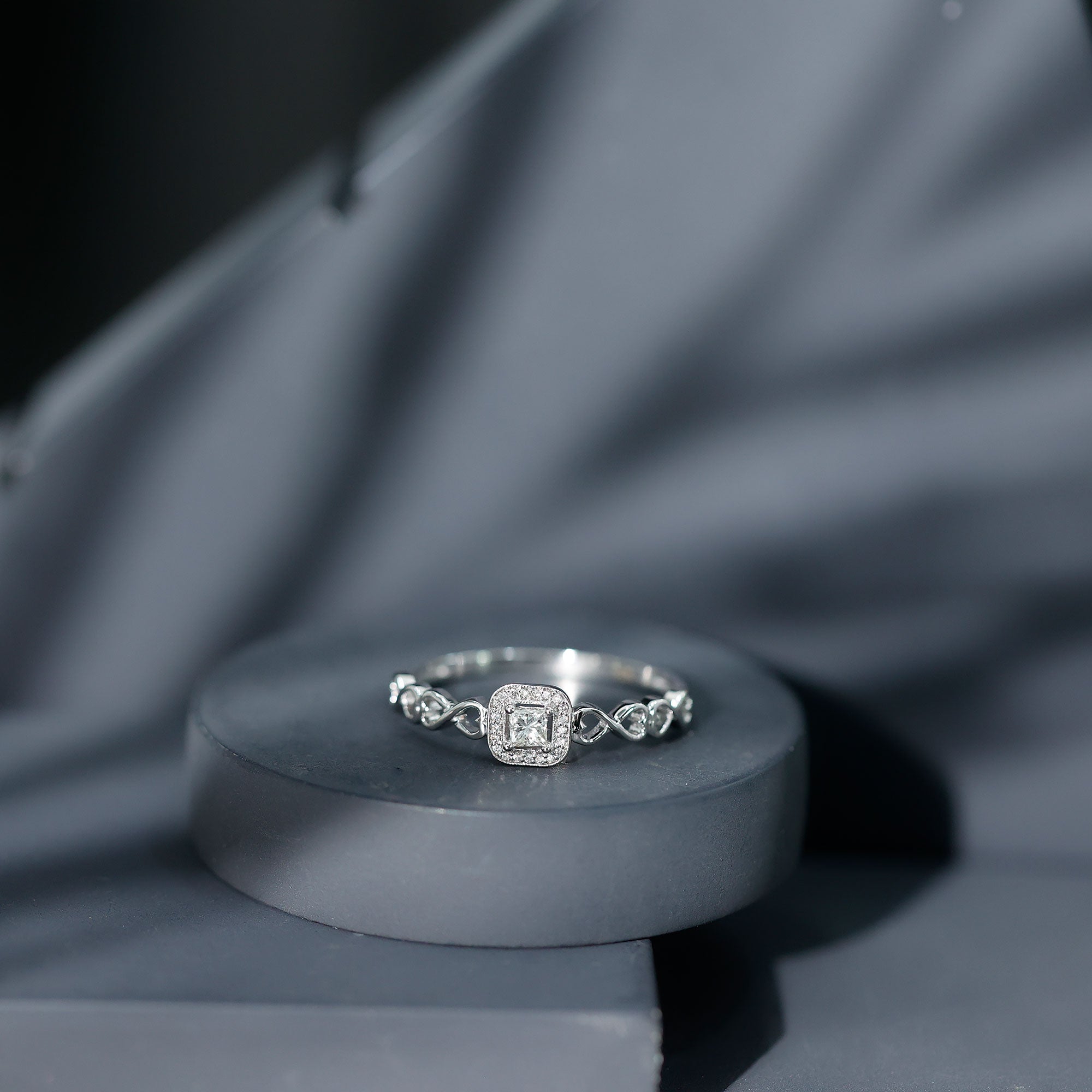 Real Princess Cut Diamond Infinity Heart Engagement Ring Natural - ( HI-SI ) - Rosec Jewels