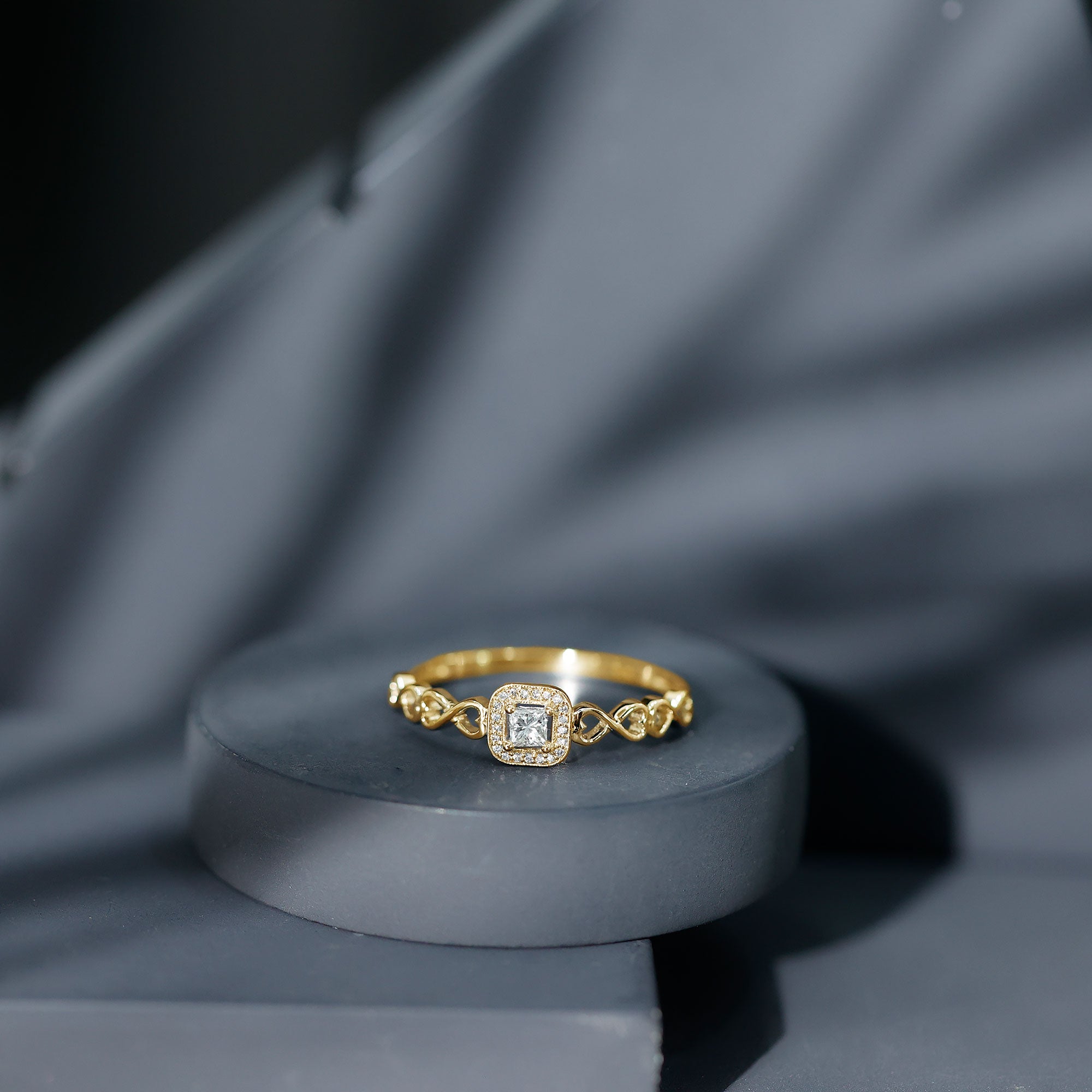 Real Princess Cut Diamond Infinity Heart Engagement Ring Natural - ( HI-SI ) - Rosec Jewels