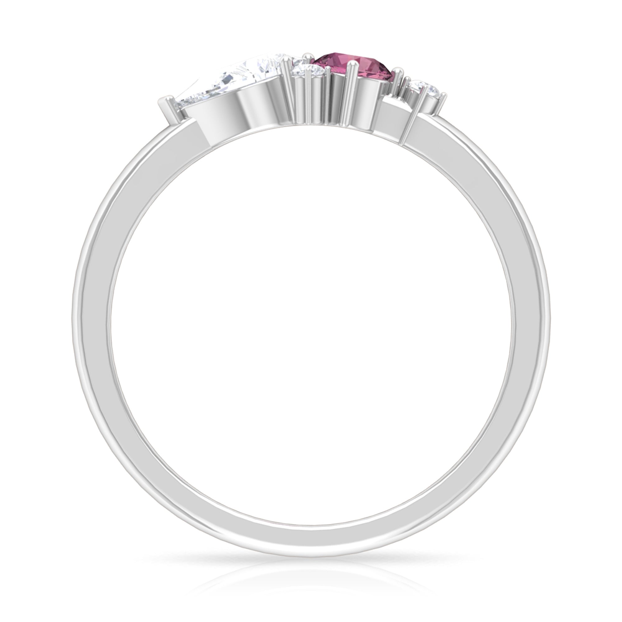 Pink Tourmaline and Moissanite Cluster Promise Ring AAA - Rosec Jewels