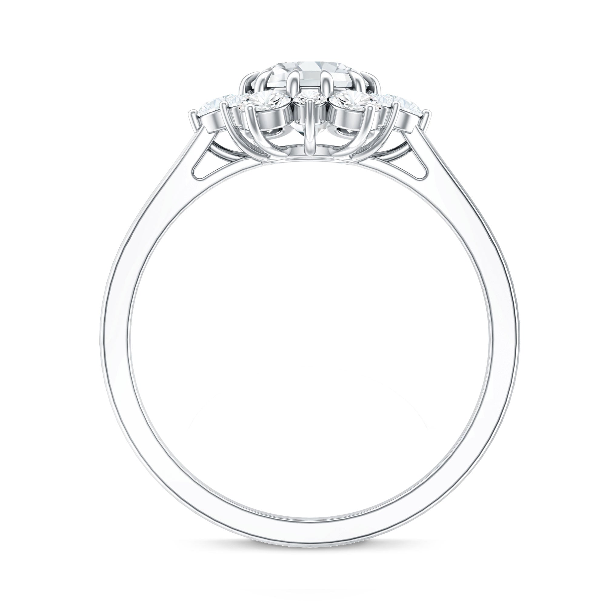 Claw Set Moissanite Halo Engagement Ring with Certificate D-VS1 - Rosec Jewels