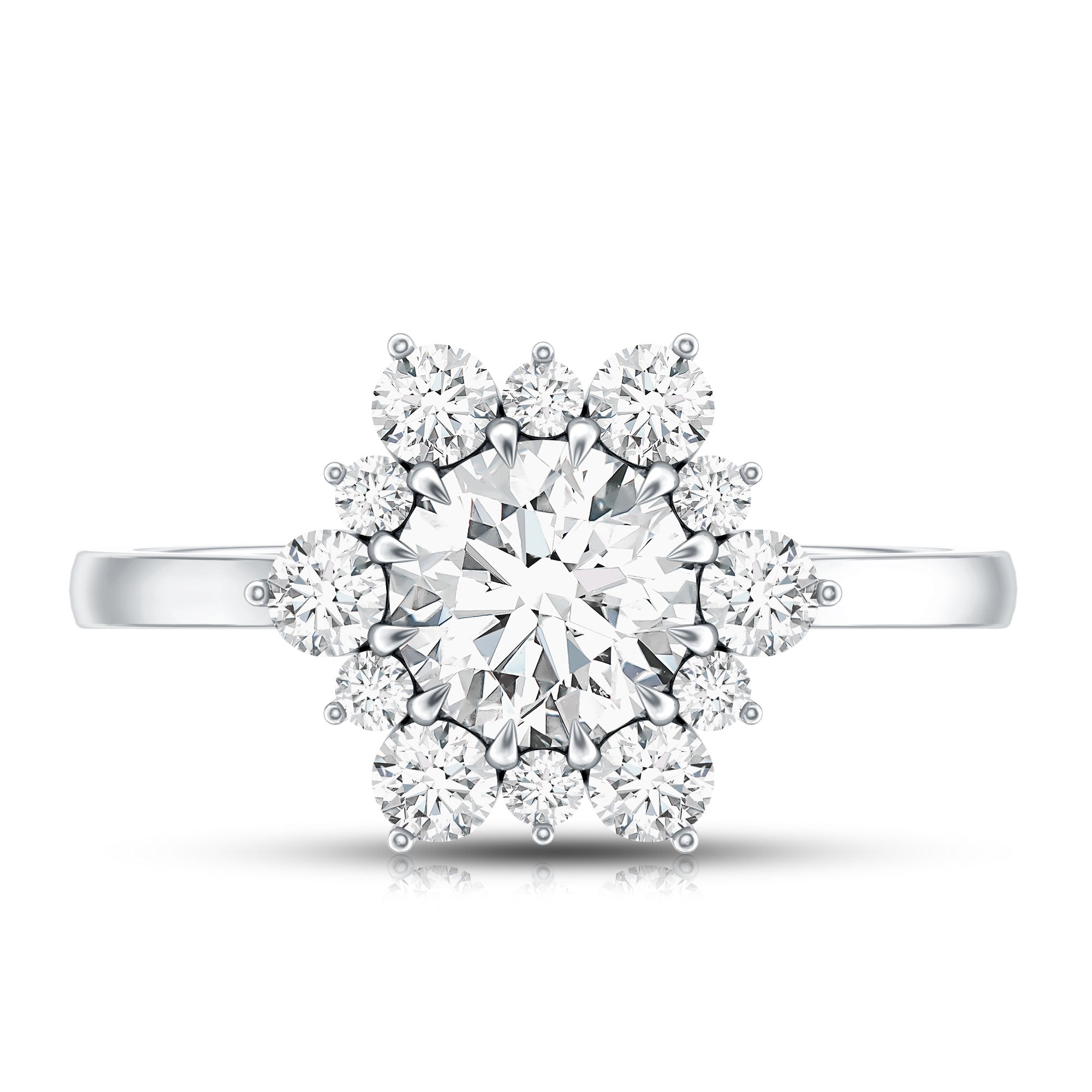 Claw Set Moissanite Halo Engagement Ring with Certificate D-VS1 - Rosec Jewels