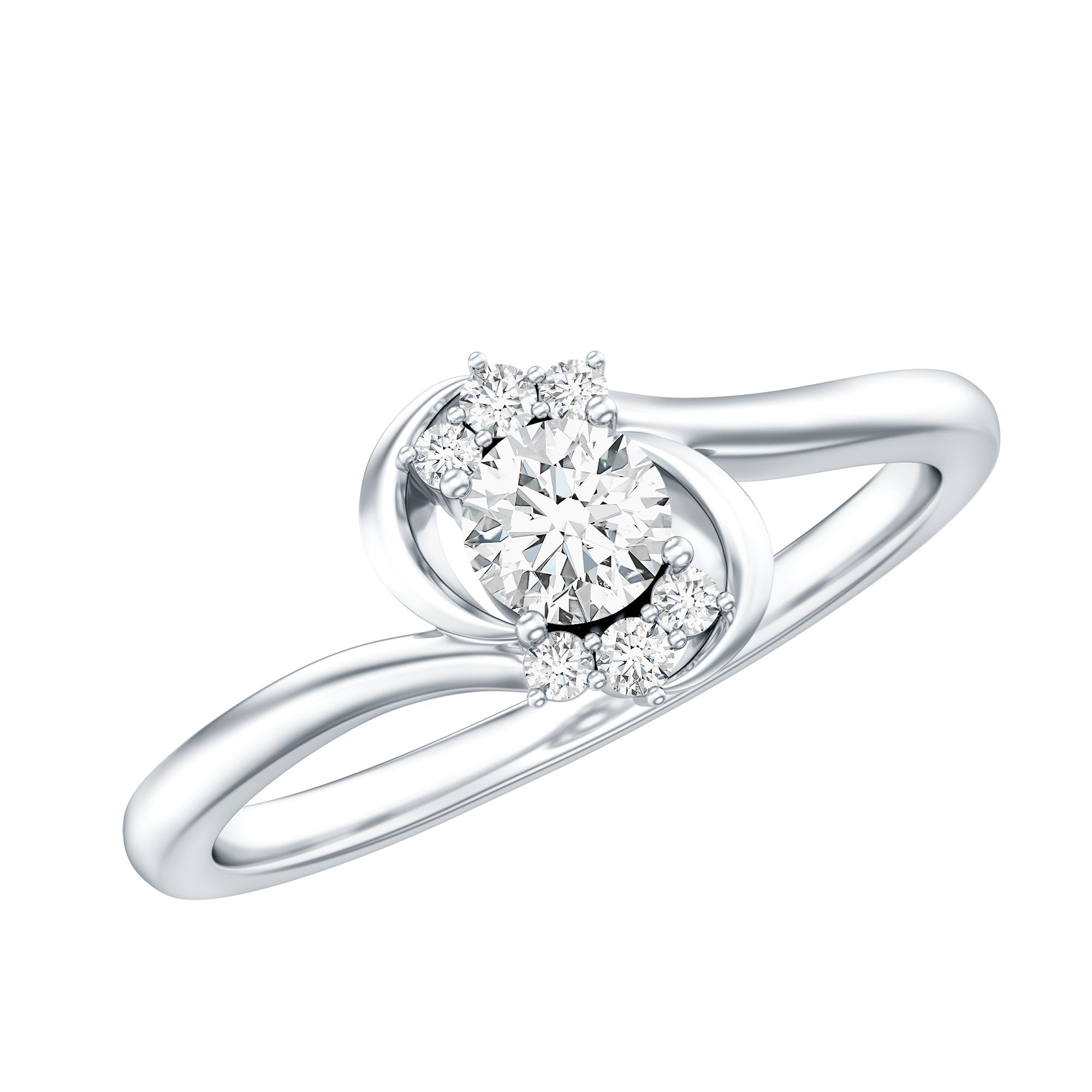 Certified Real Diamond Promise Ring with Bypass Shank Natural - ( HI-SI ) - Rosec Jewels