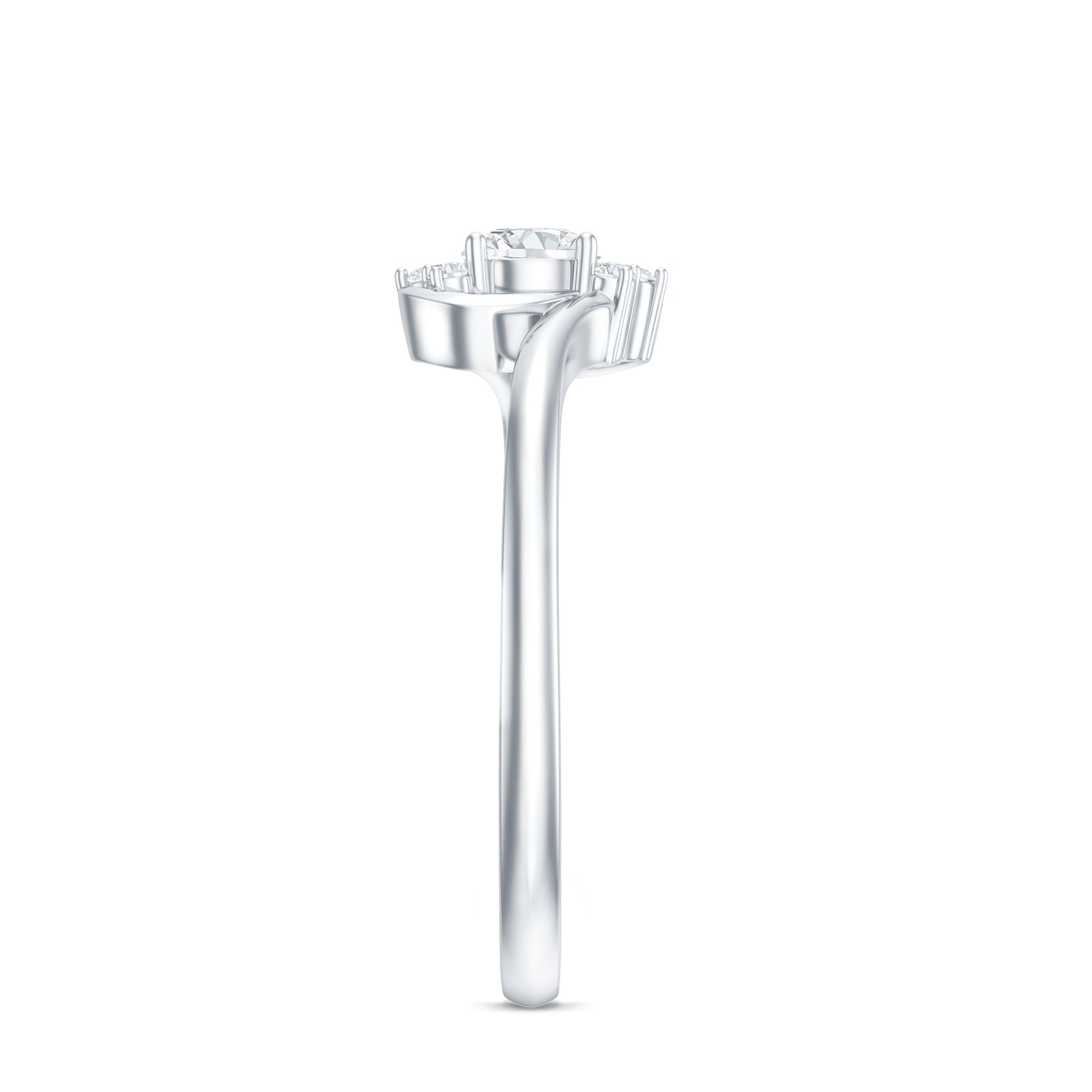 Certified Real Diamond Promise Ring with Bypass Shank Natural - ( HI-SI ) - Rosec Jewels