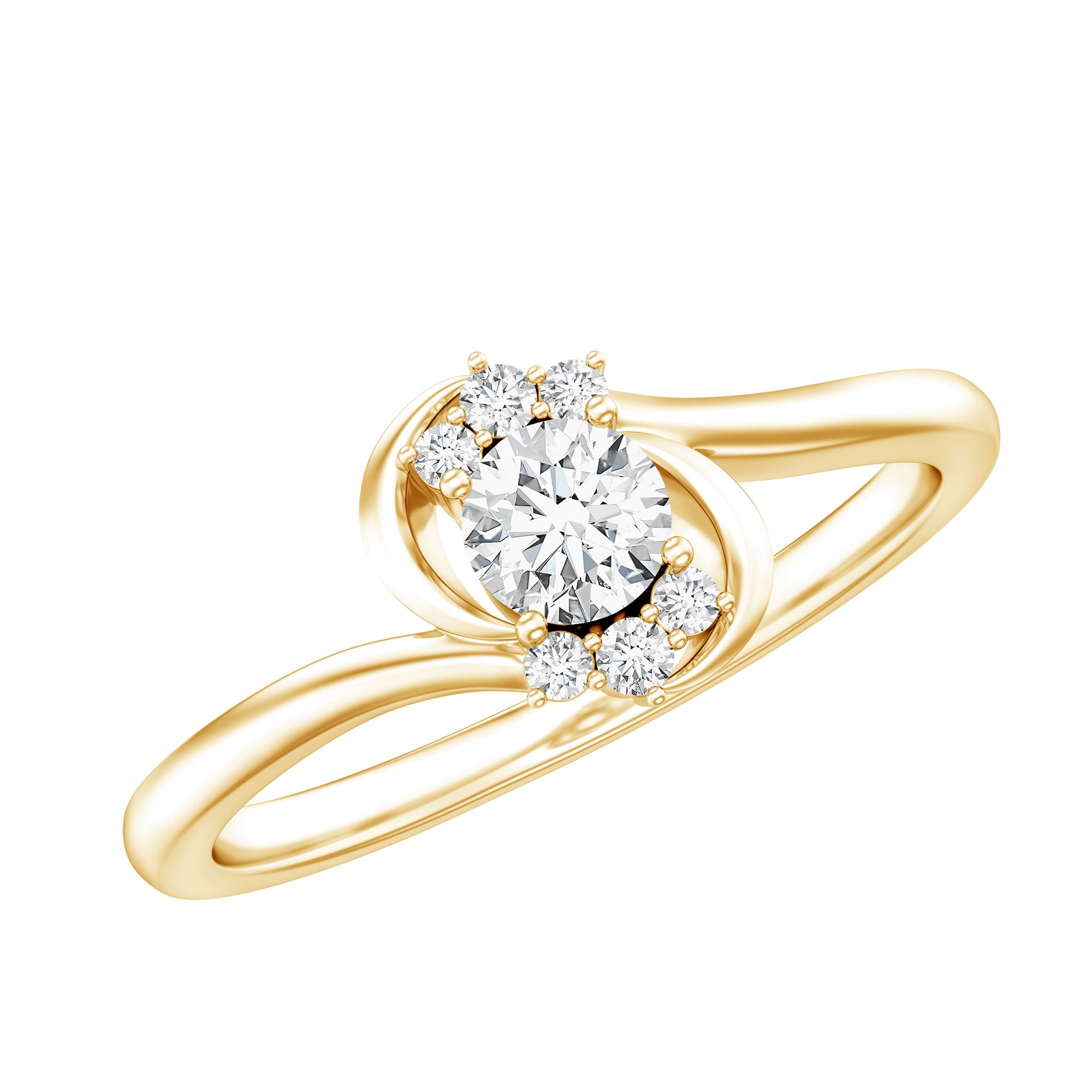 Certified Real Diamond Promise Ring with Bypass Shank Natural - ( HI-SI ) - Rosec Jewels
