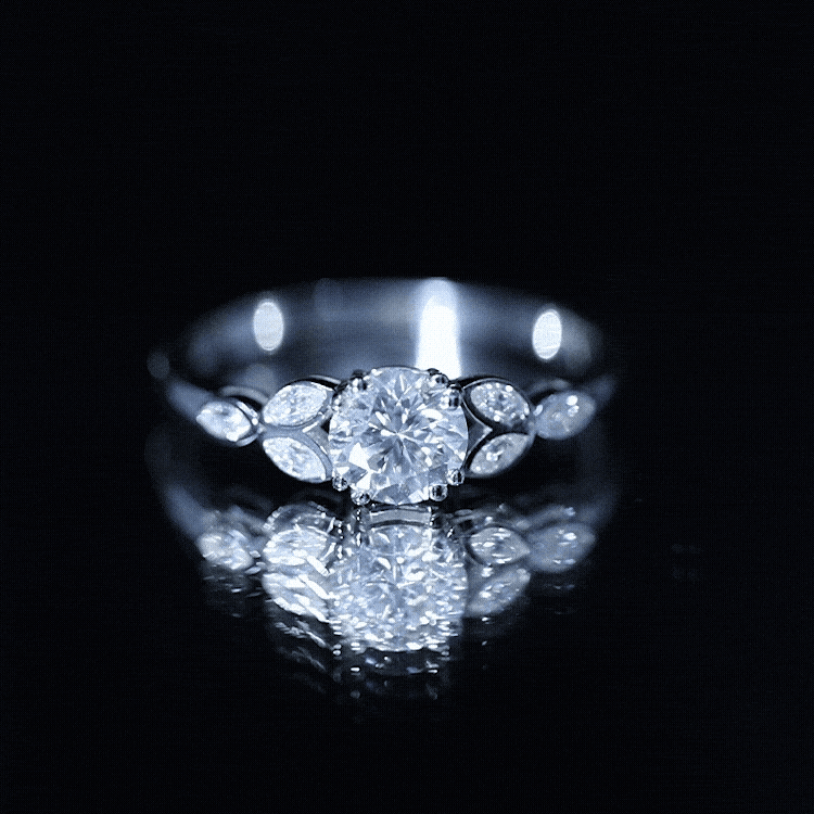 Certified Moissanite Solitaire Engagement Ring with Trio D-VS1 - Rosec Jewels