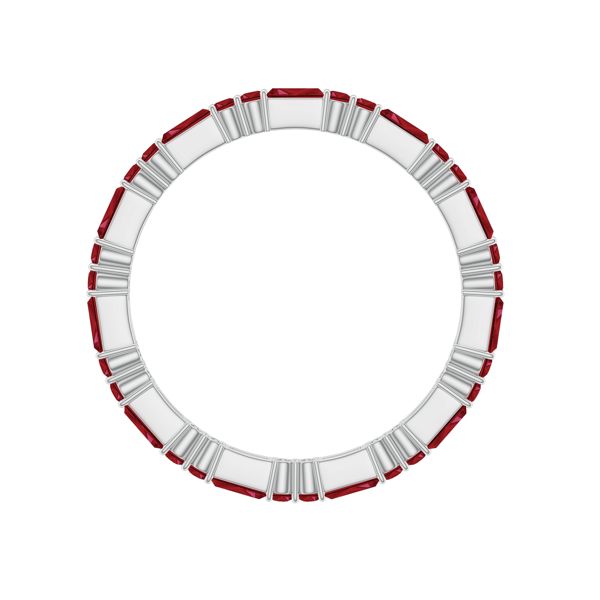 1 CT Baguette and Round Created Ruby Full Eternity Ring AAAA - Rosec Jewels