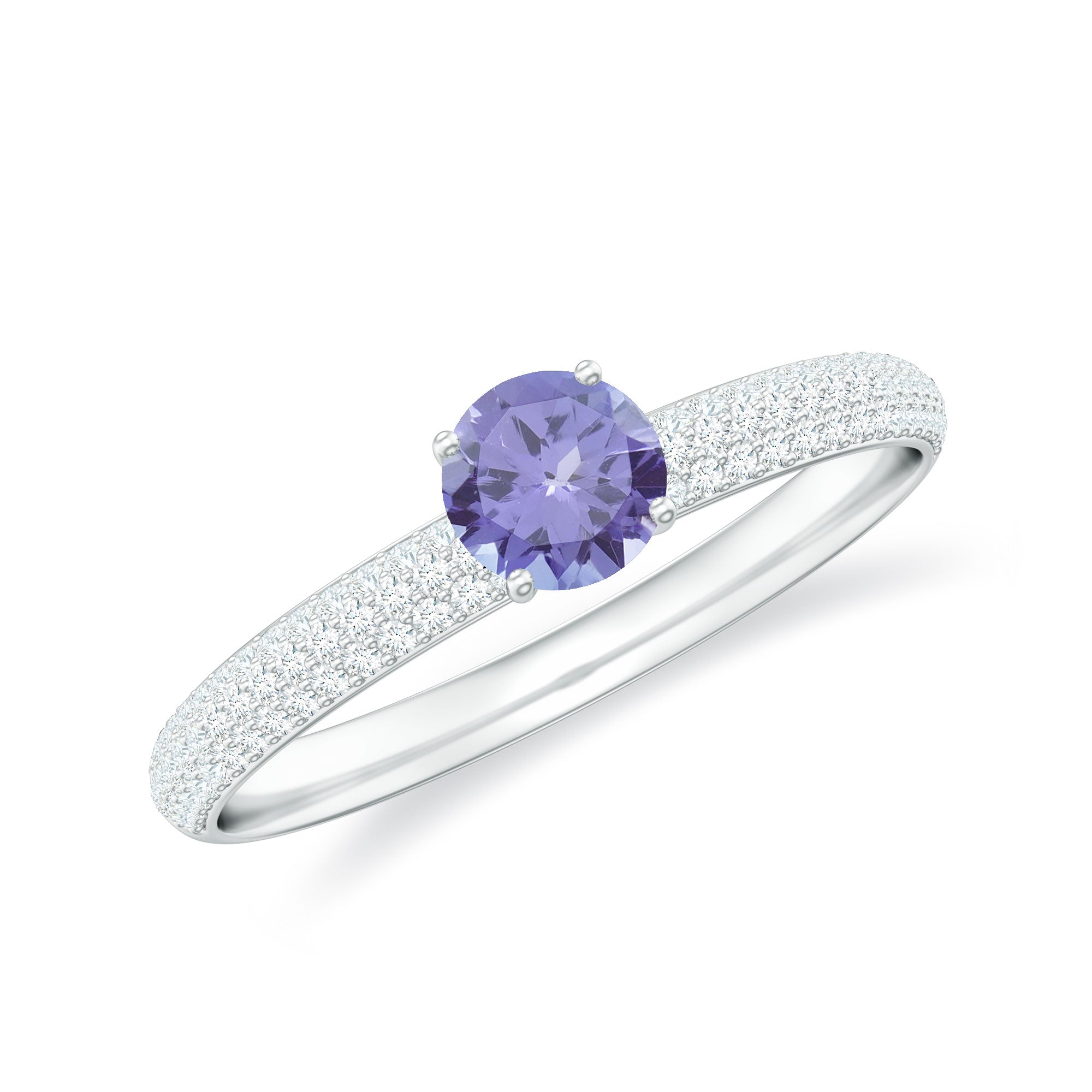 3/4 CT Solitaire Tanzanite and Diamond Engagement Ring